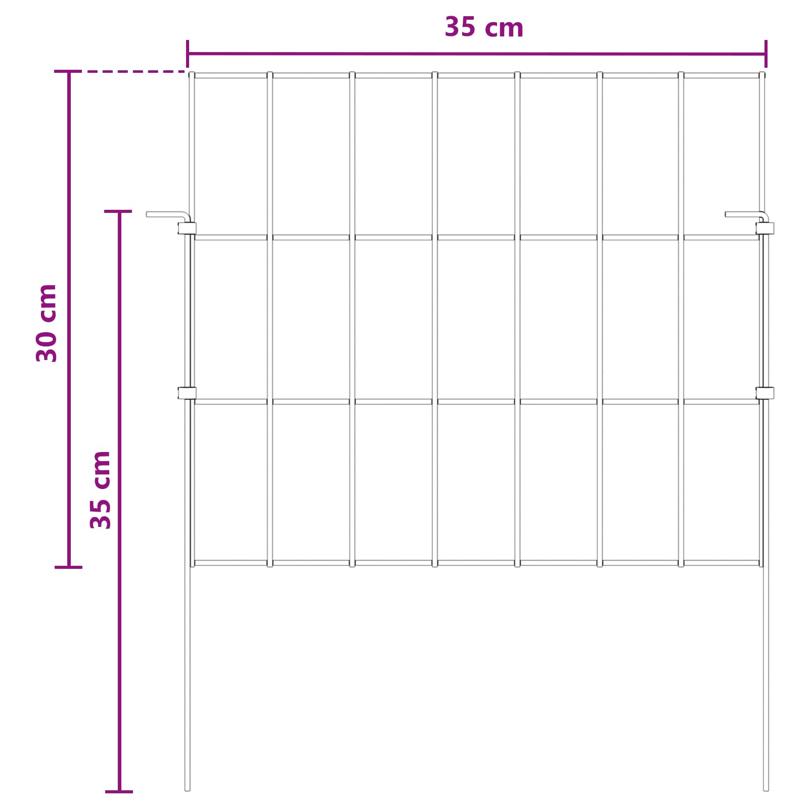 Ograda za vrt s kolčićima 48 pcs 35 x 30 cm Mesh Srebrna