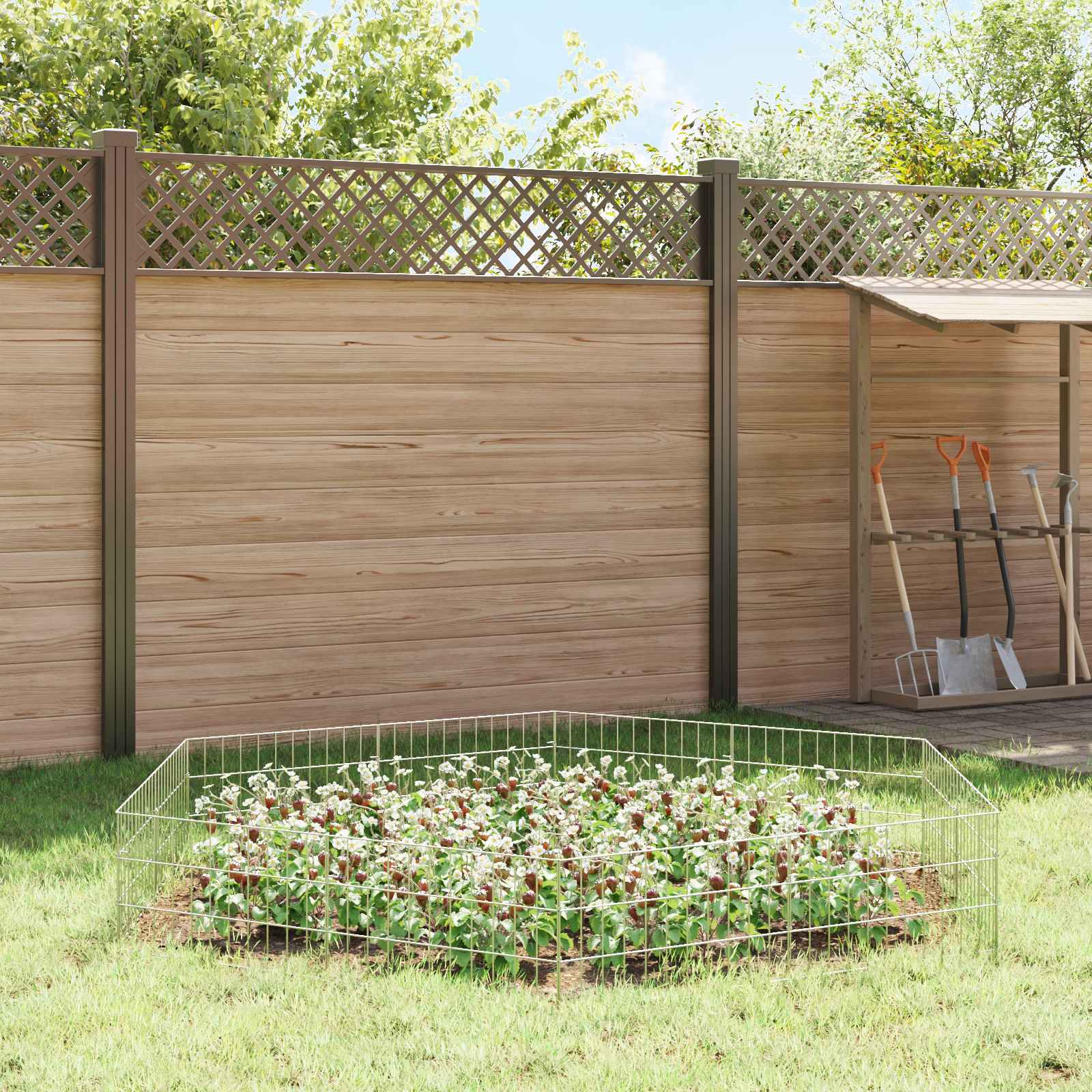 Ograda za vrt s kolčićima 24 pcs 55 x 30 cm Mesh Srebrna