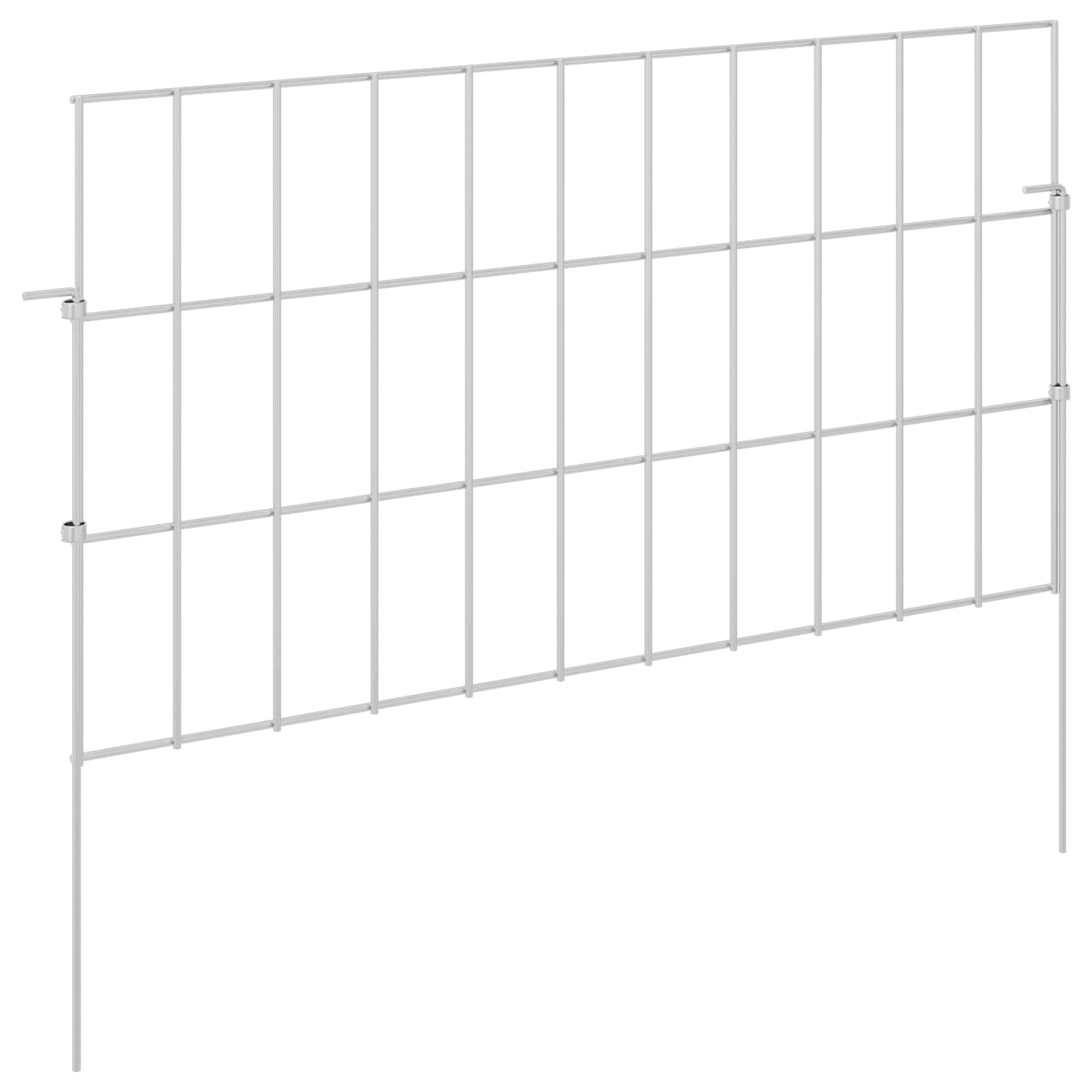 Ograda za vrt s kolčićima 24 pcs 55 x 30 cm Mesh Srebrna