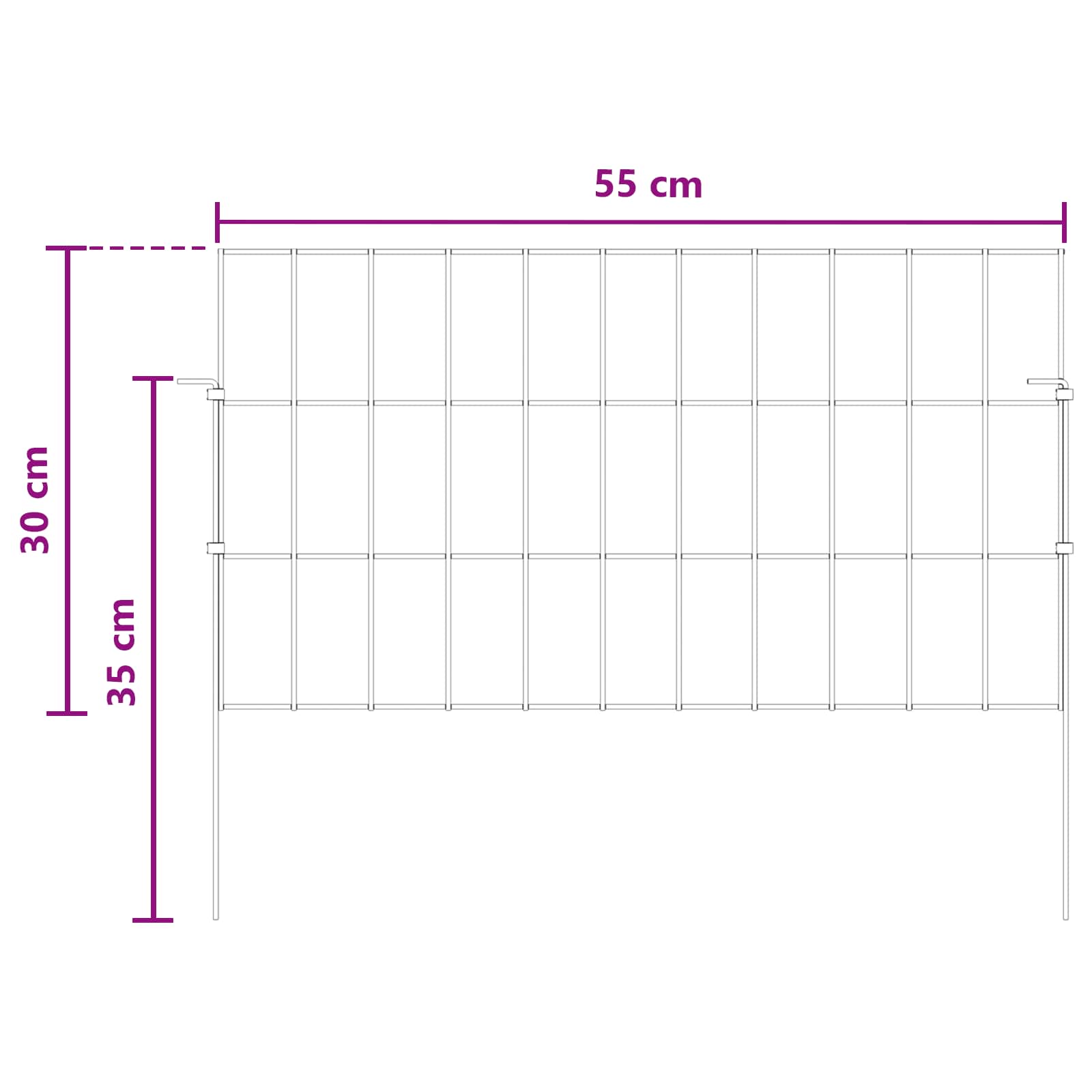 Ograda za vrt s kolčićima 24 pcs 55 x 30 cm Mesh Srebrna