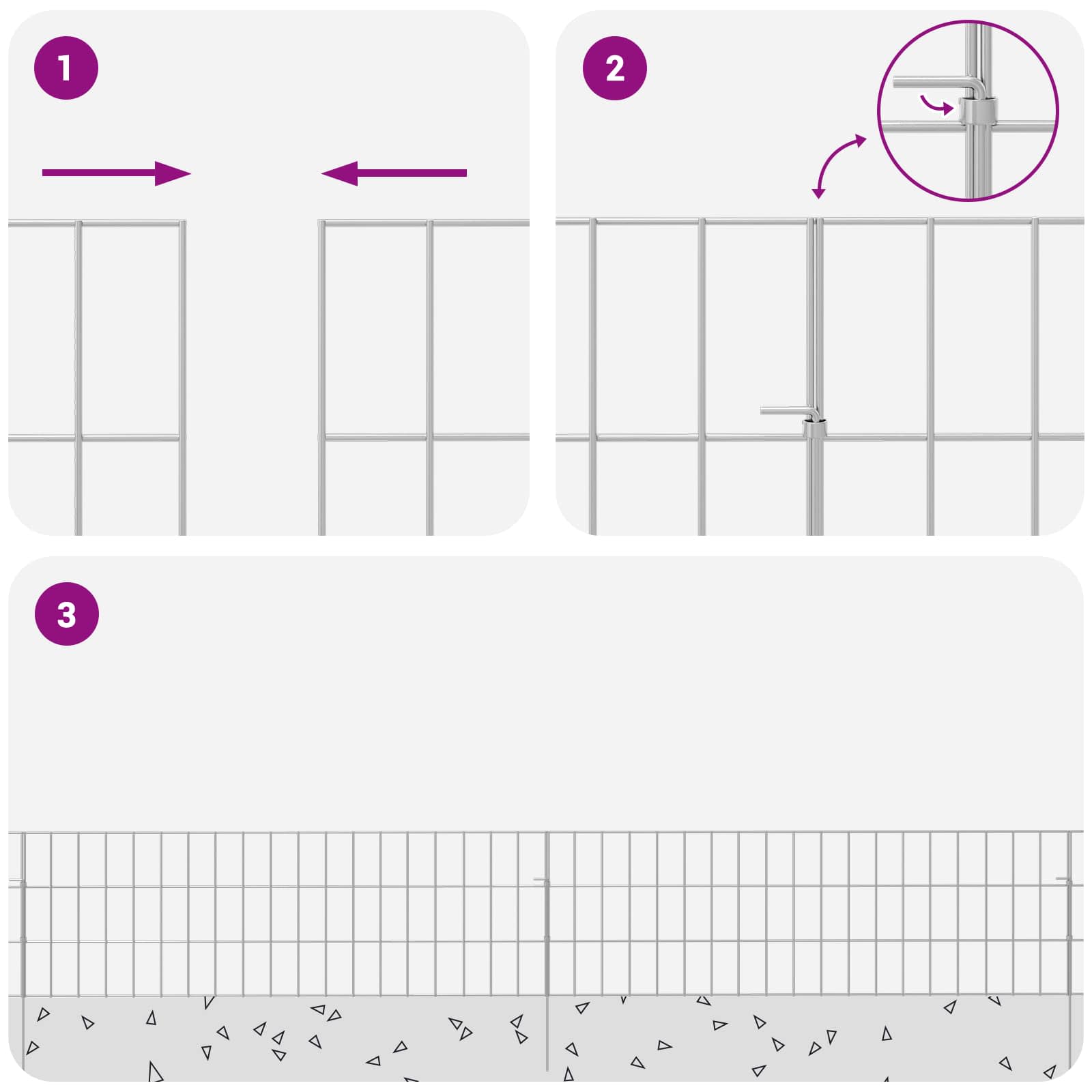 Ograda za vrt s kolčićima 12 pcs 95 x 30 cm Mesh Srebrna