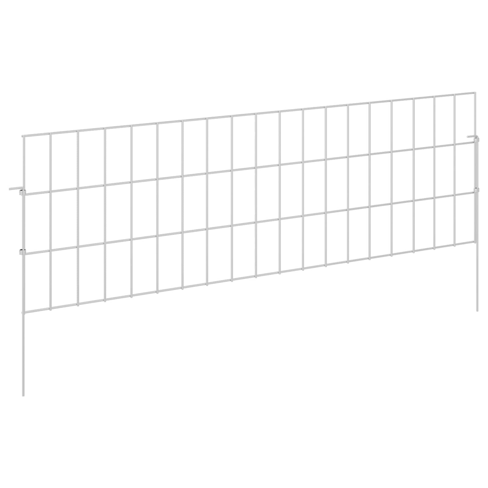 Ograda za vrt s kolčićima 24 pcs 95 x 30 cm Mesh Srebrna