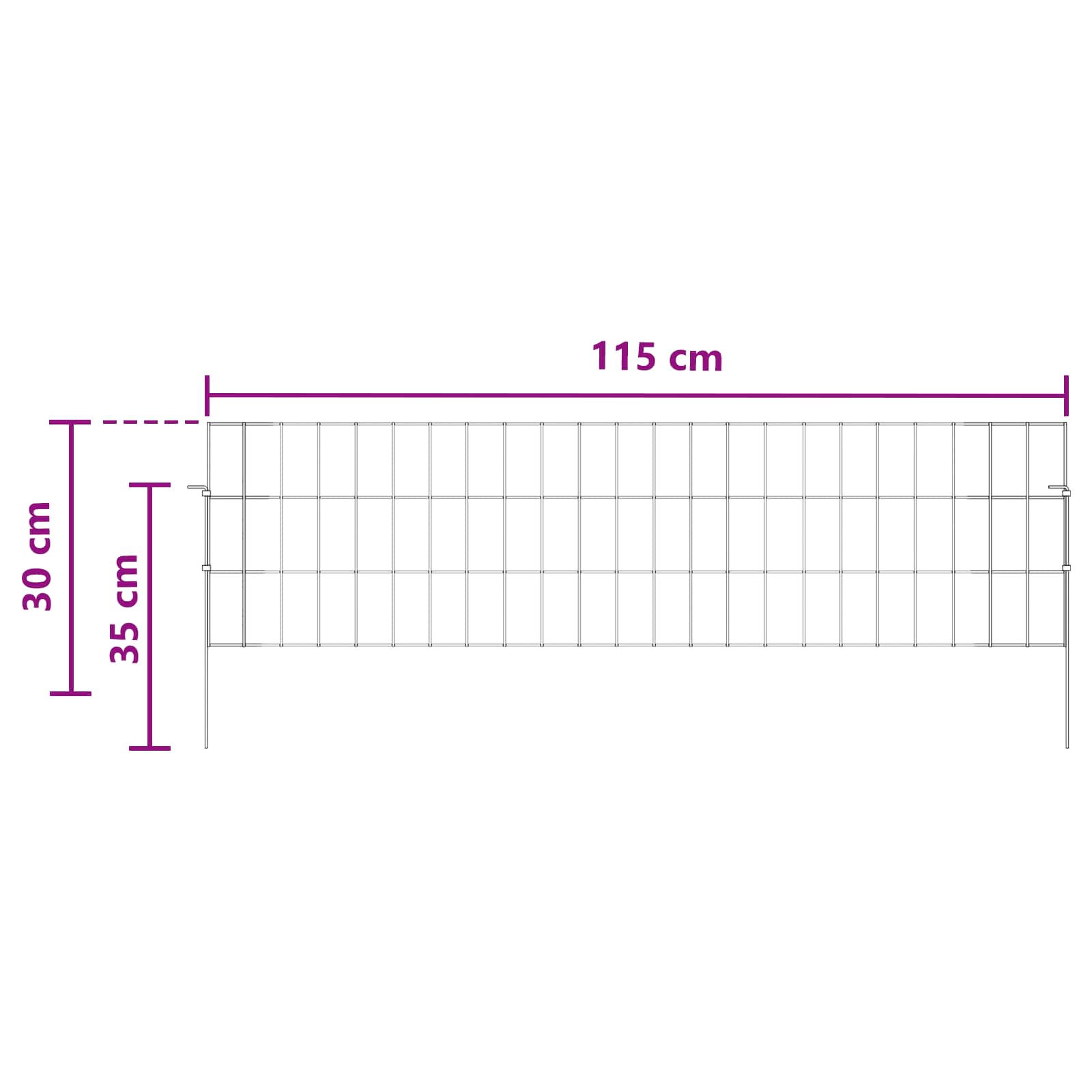 Ograda za vrt s kolčićima 24 pcs 115 x 30 cm Mesh Srebrna