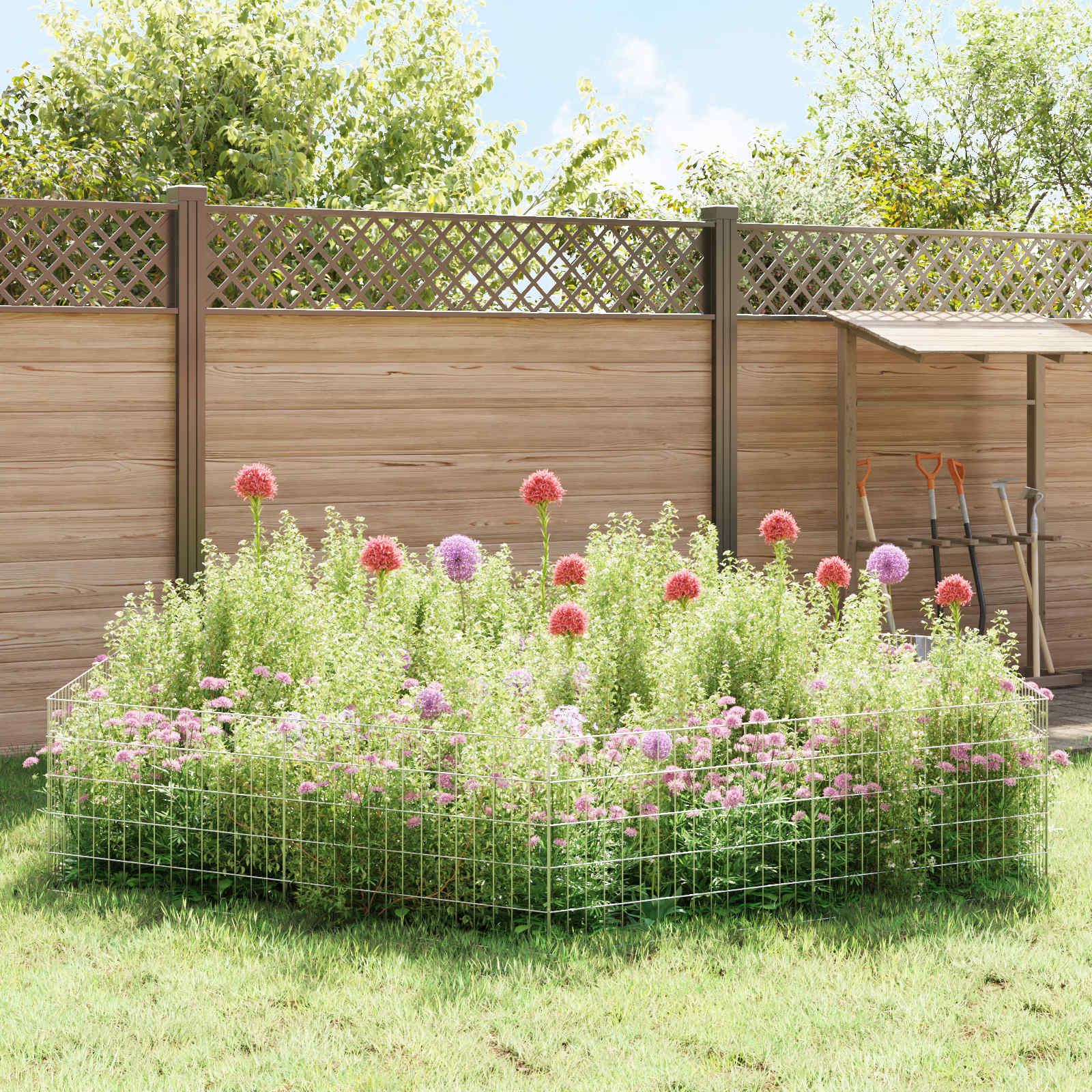 Ograda za vrt s kolčićima 12 pcs 75 x 50 cm Mesh Srebrna