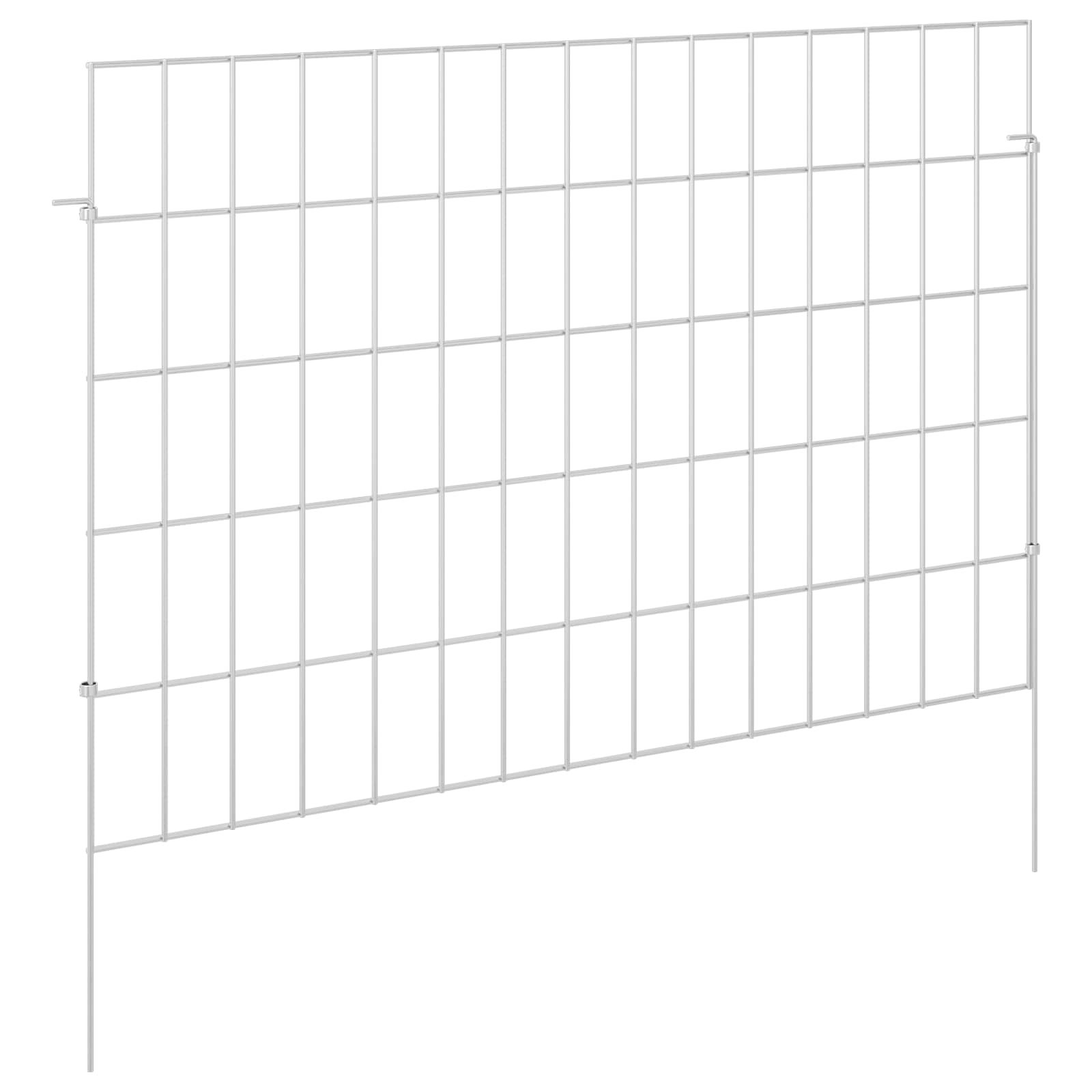 Ograda za vrt s kolčićima 24 pcs 75 x 50 cm Mesh Srebrna