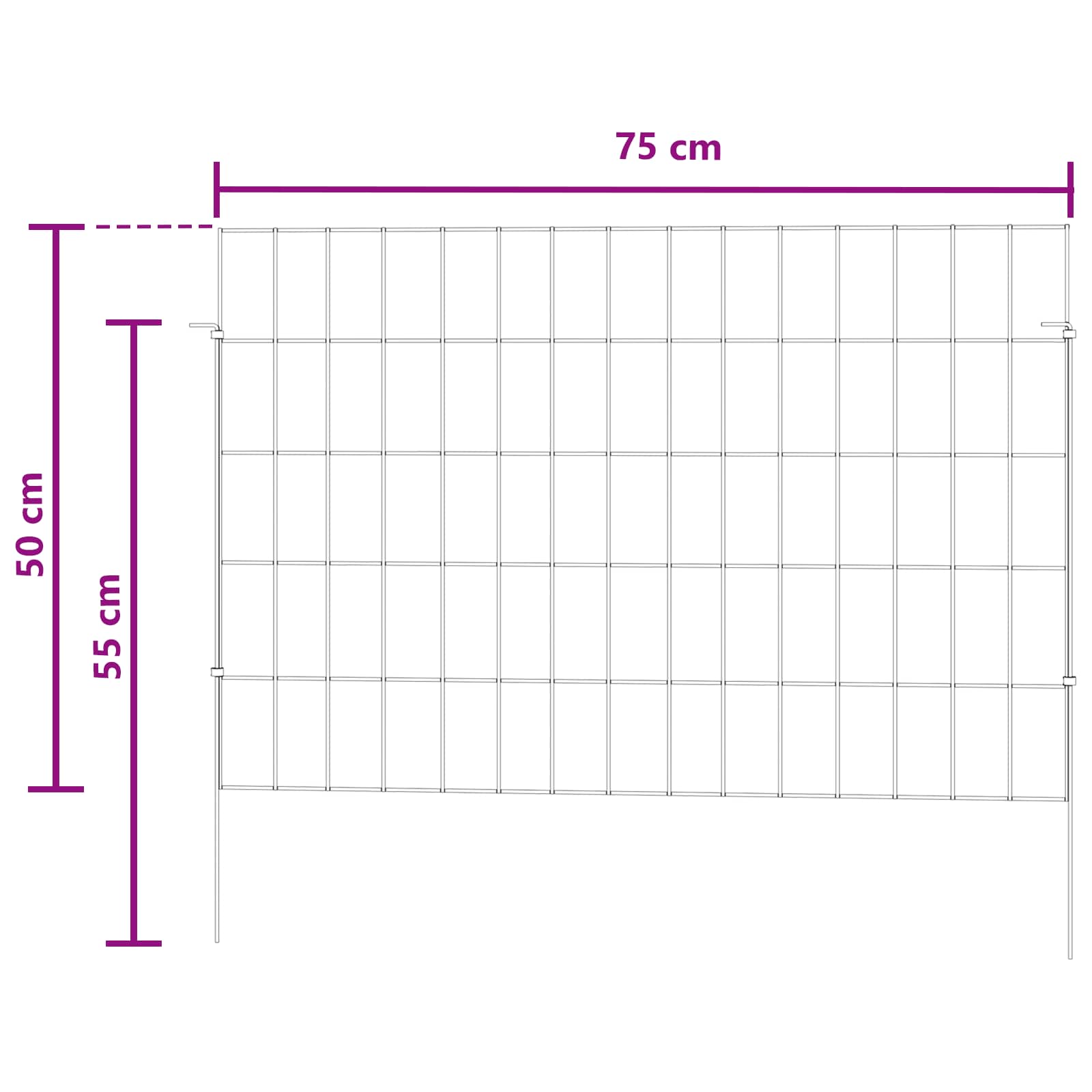 Ograda za vrt s kolčićima 24 pcs 75 x 50 cm Mesh Srebrna