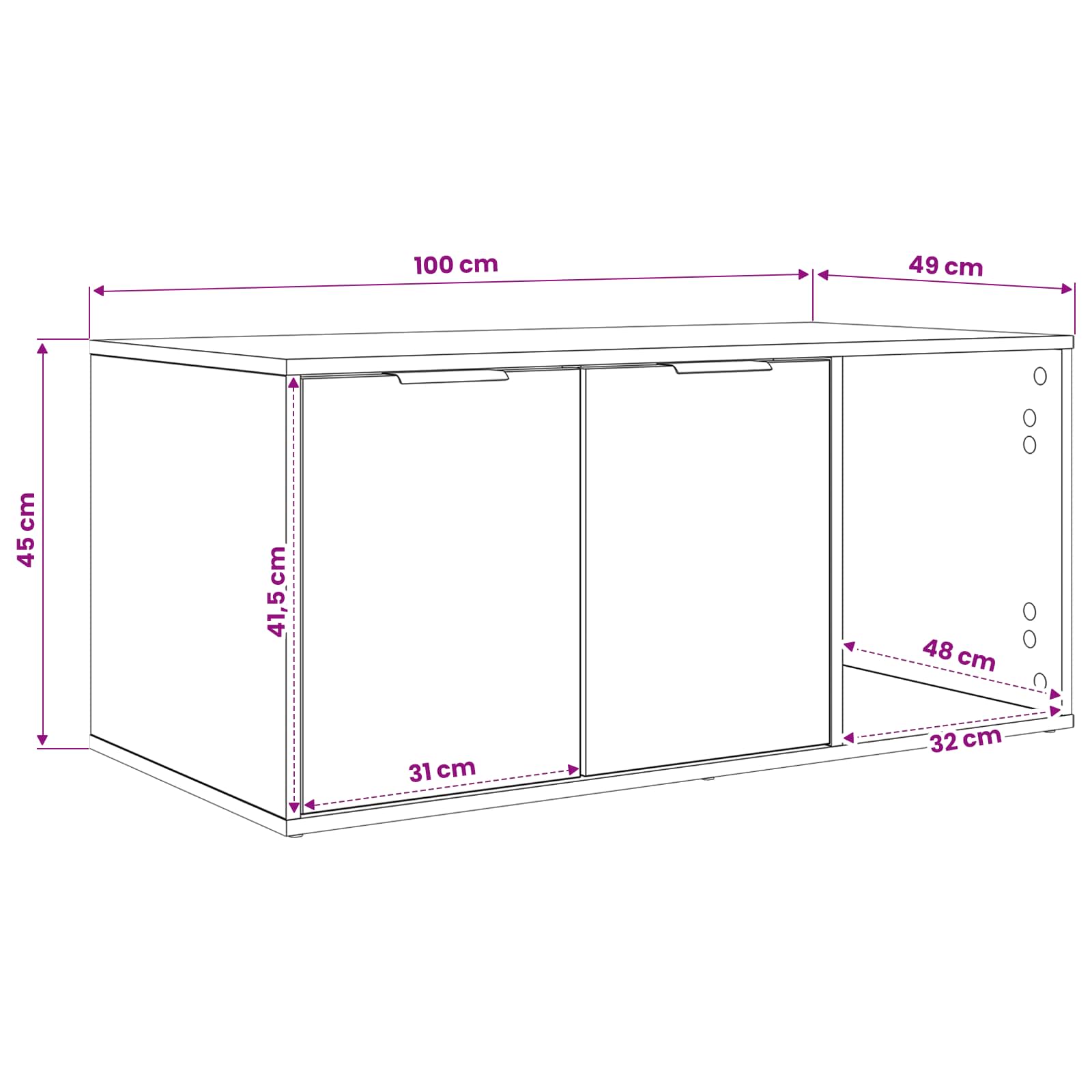 Namještaj za kavez za mačke Dimljeni hrast 100 x 49 x 45 cm