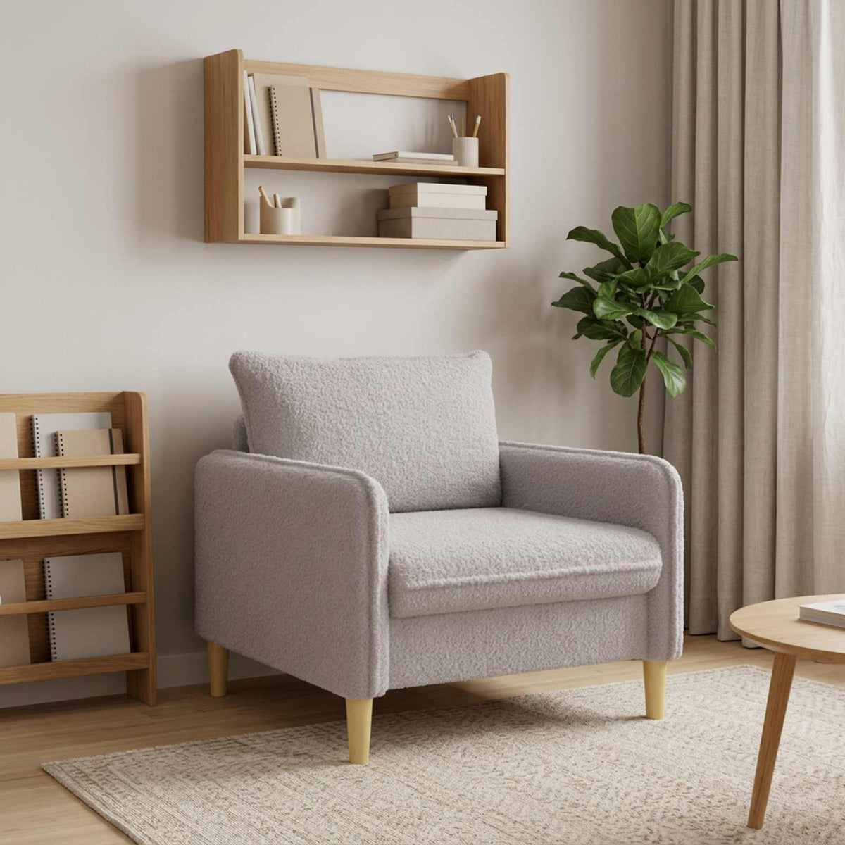 XL fotelja Svjetlosiva Bouclé