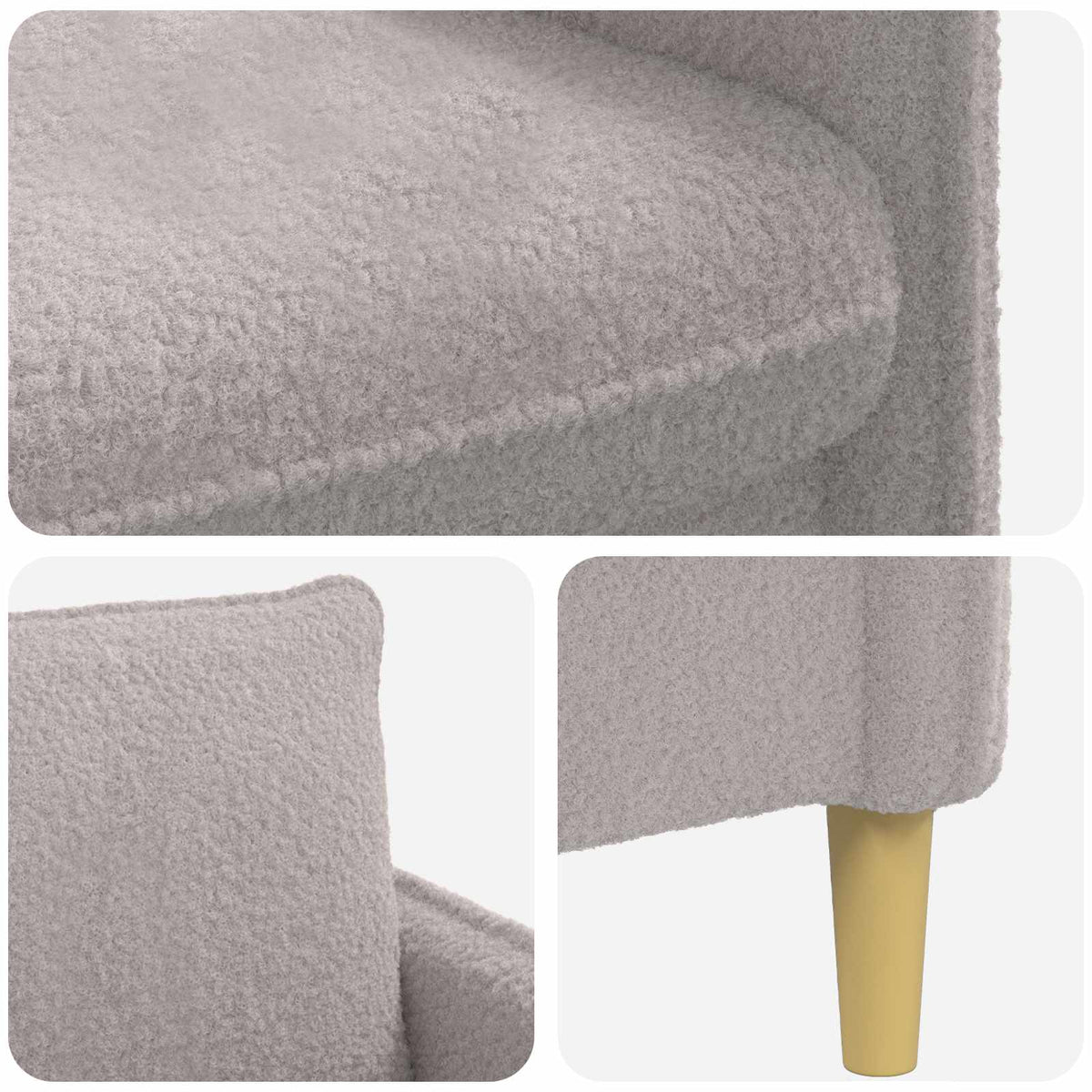 XXL fotelja Svjetlosiva Bouclé