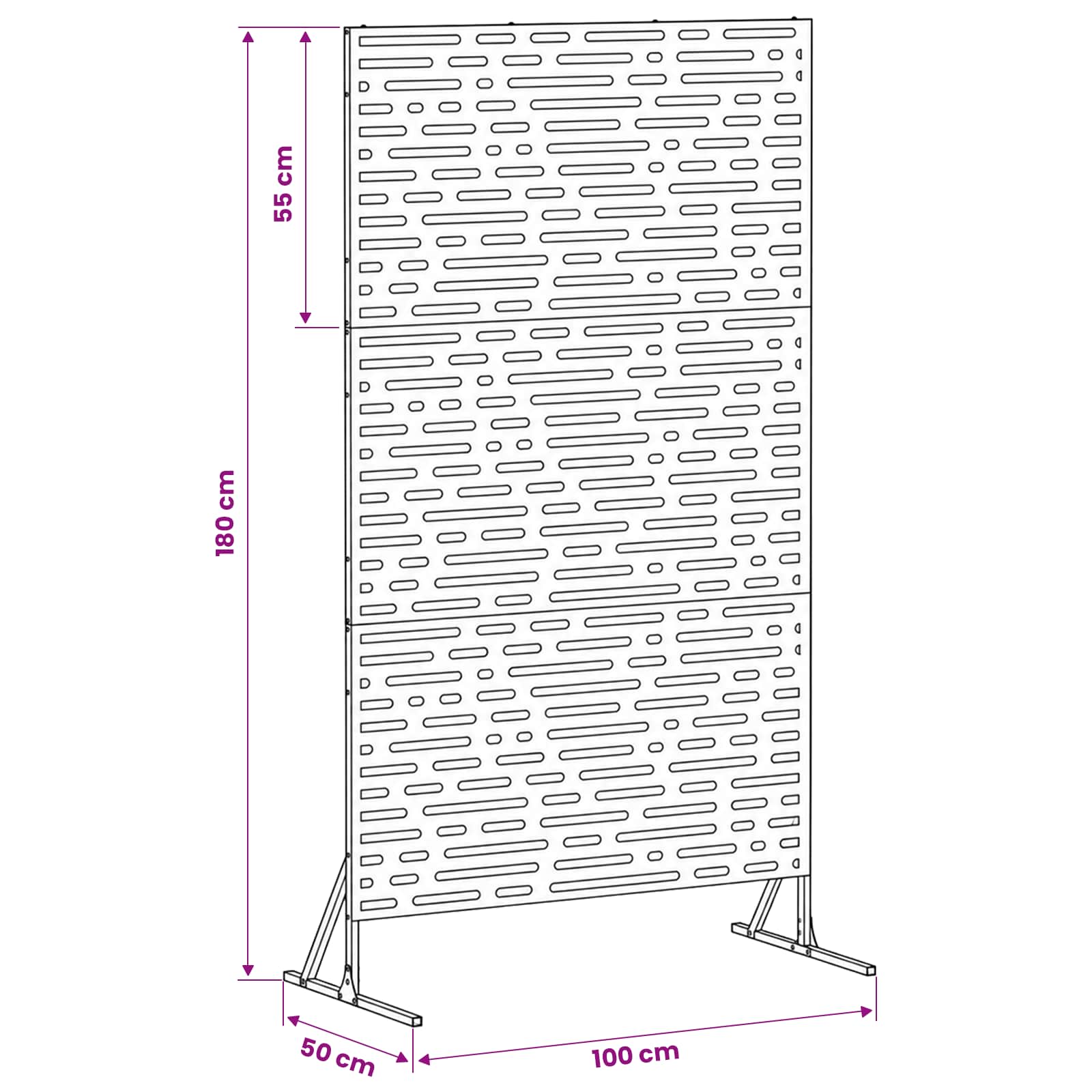 Zaslon za privatnost 100 x 50 x 180 cm Čelik Bijela