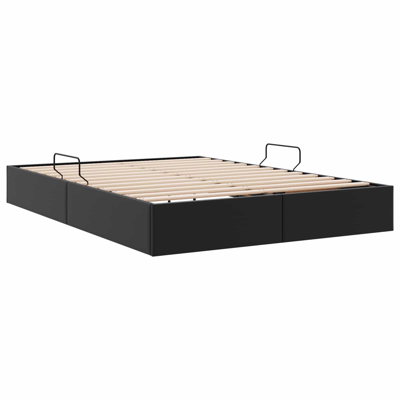 Otomanski krevet s pohranom Crna 140 x 190 cm Lažna koža
