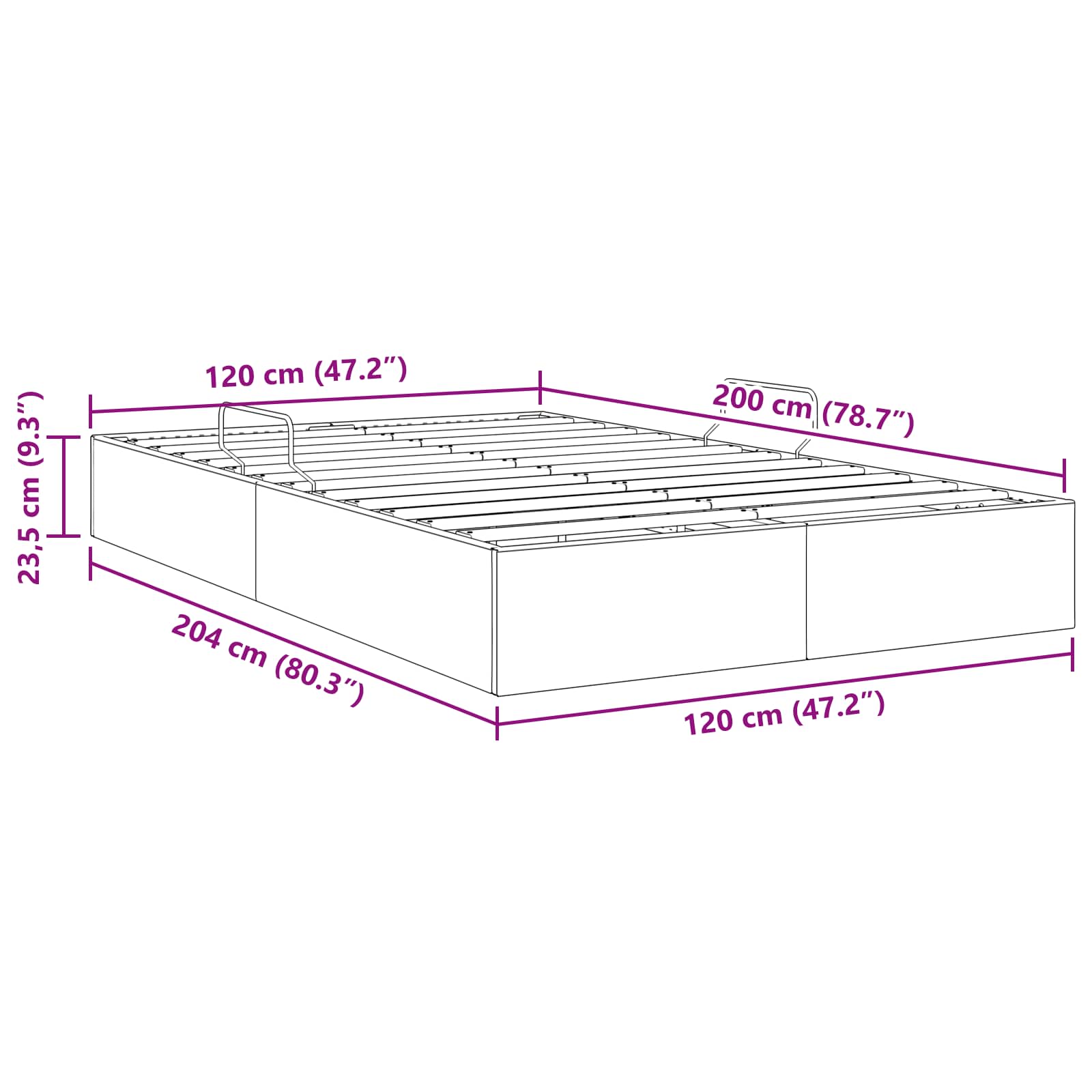 Otomanski krevet s pohranom Svjetlosiva 120 x 200 cm Baršun
