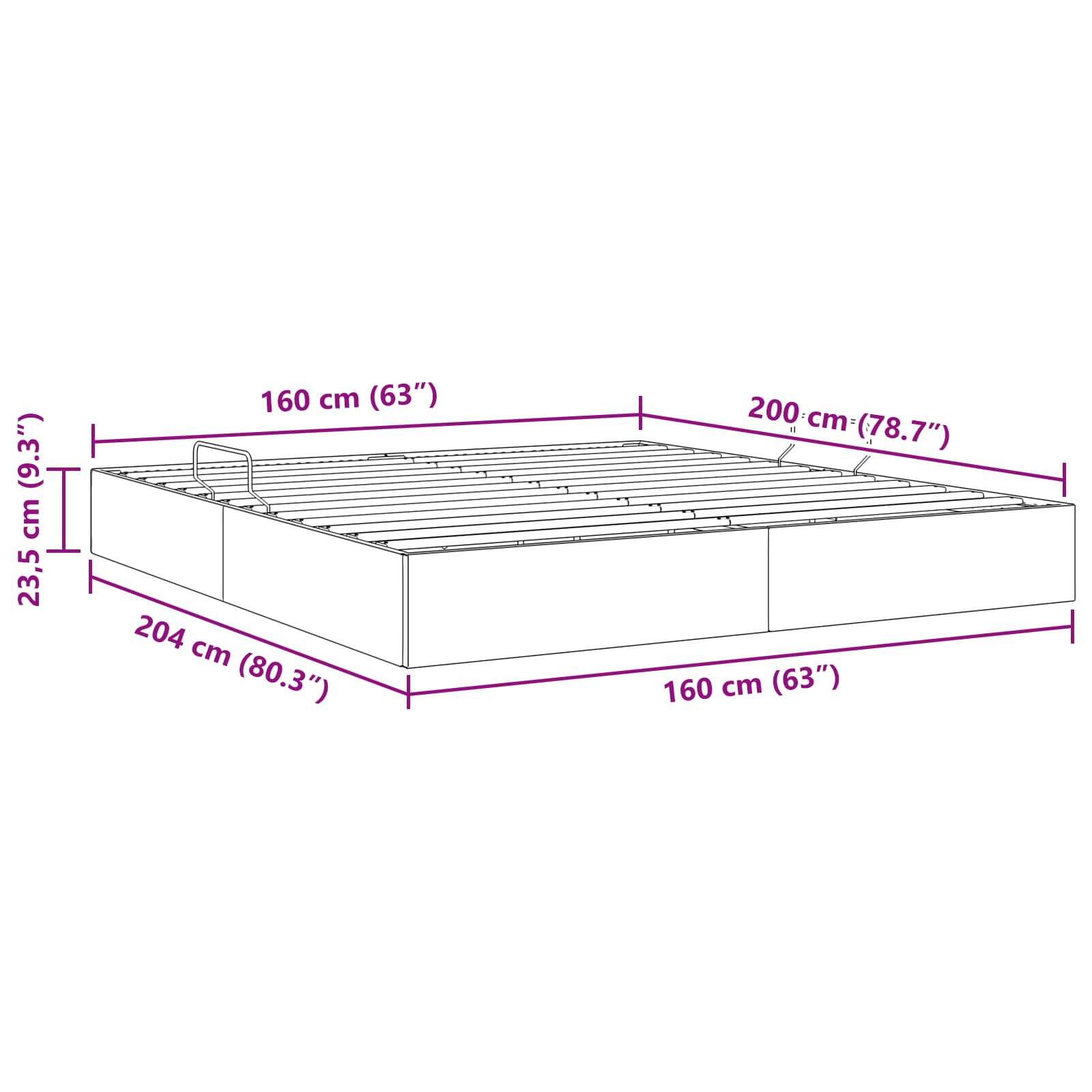Otomanski krevet s pohranom Tamnosiva 160 x 200 cm Baršun