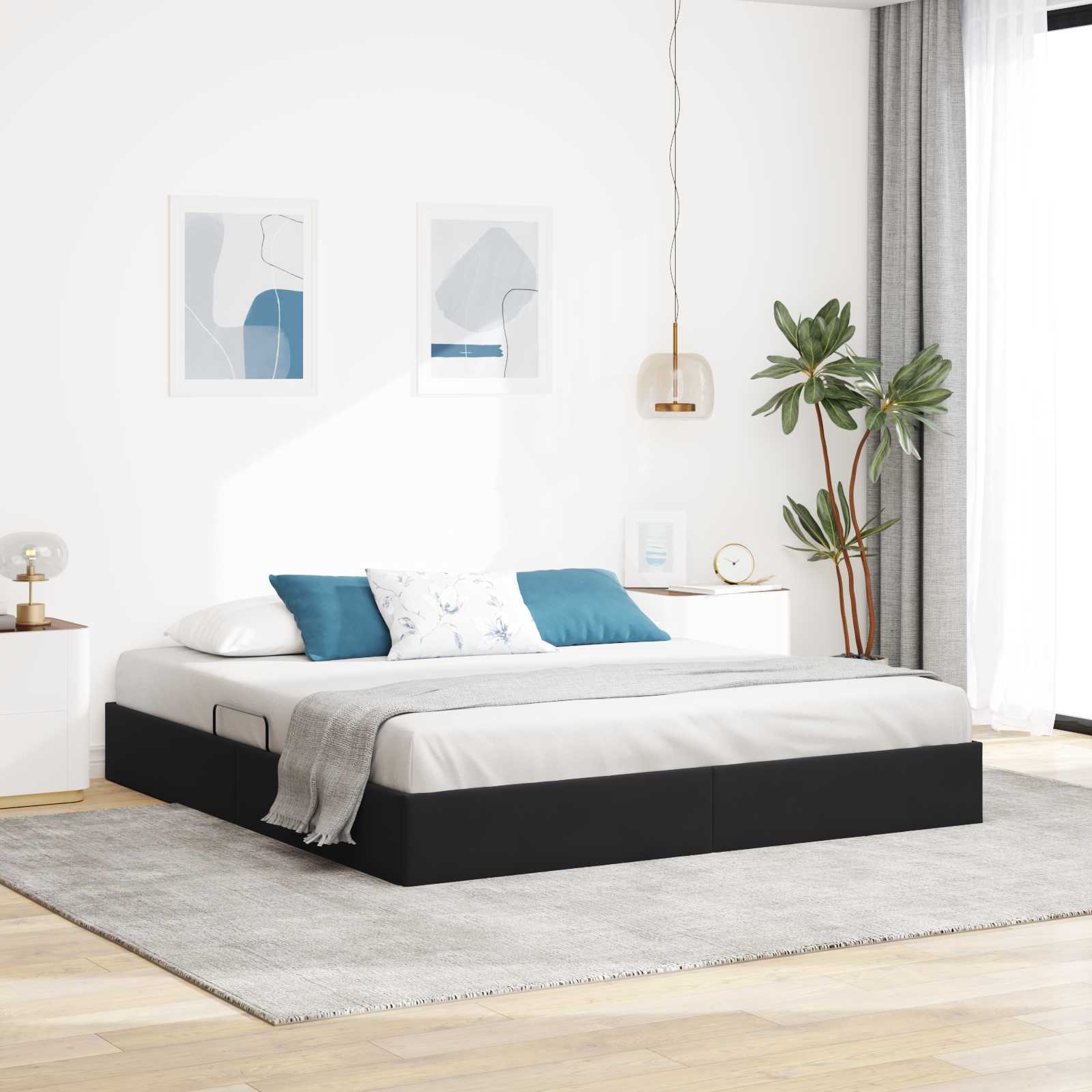 Otomanski krevet s pohranom Crna 180 x 200 cm Baršun
