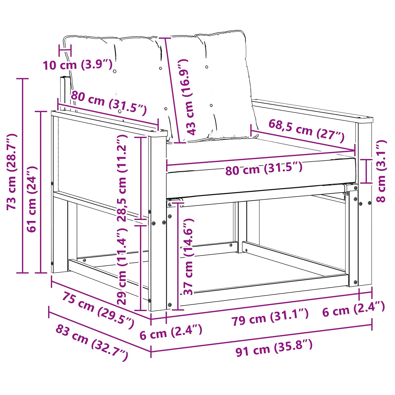 Set vanjskih sofa Čvrsto drvo akacije i Textilene Prirodna