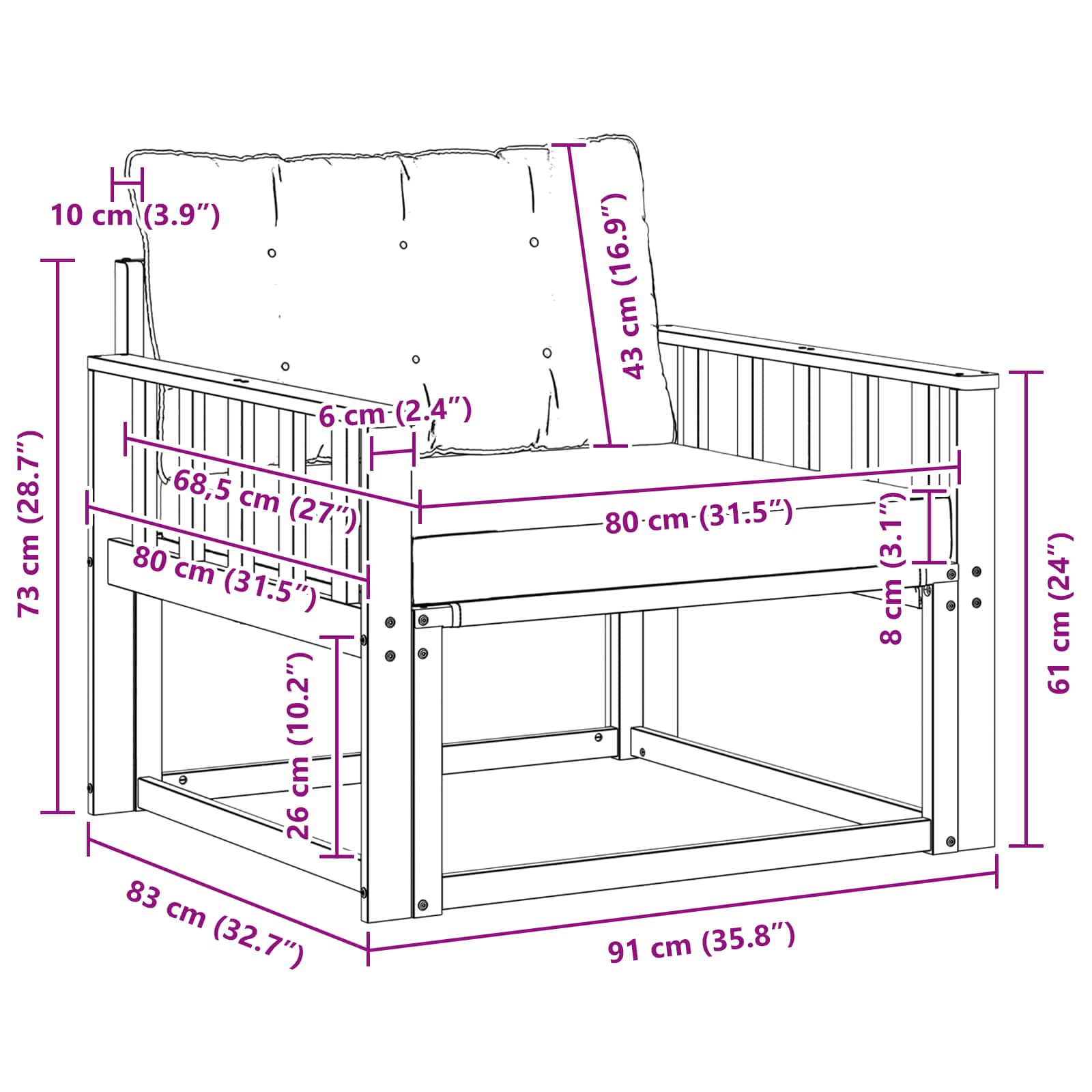 Set vanjskih sofa Čvrsto drvo akacije i Textilene Bijela