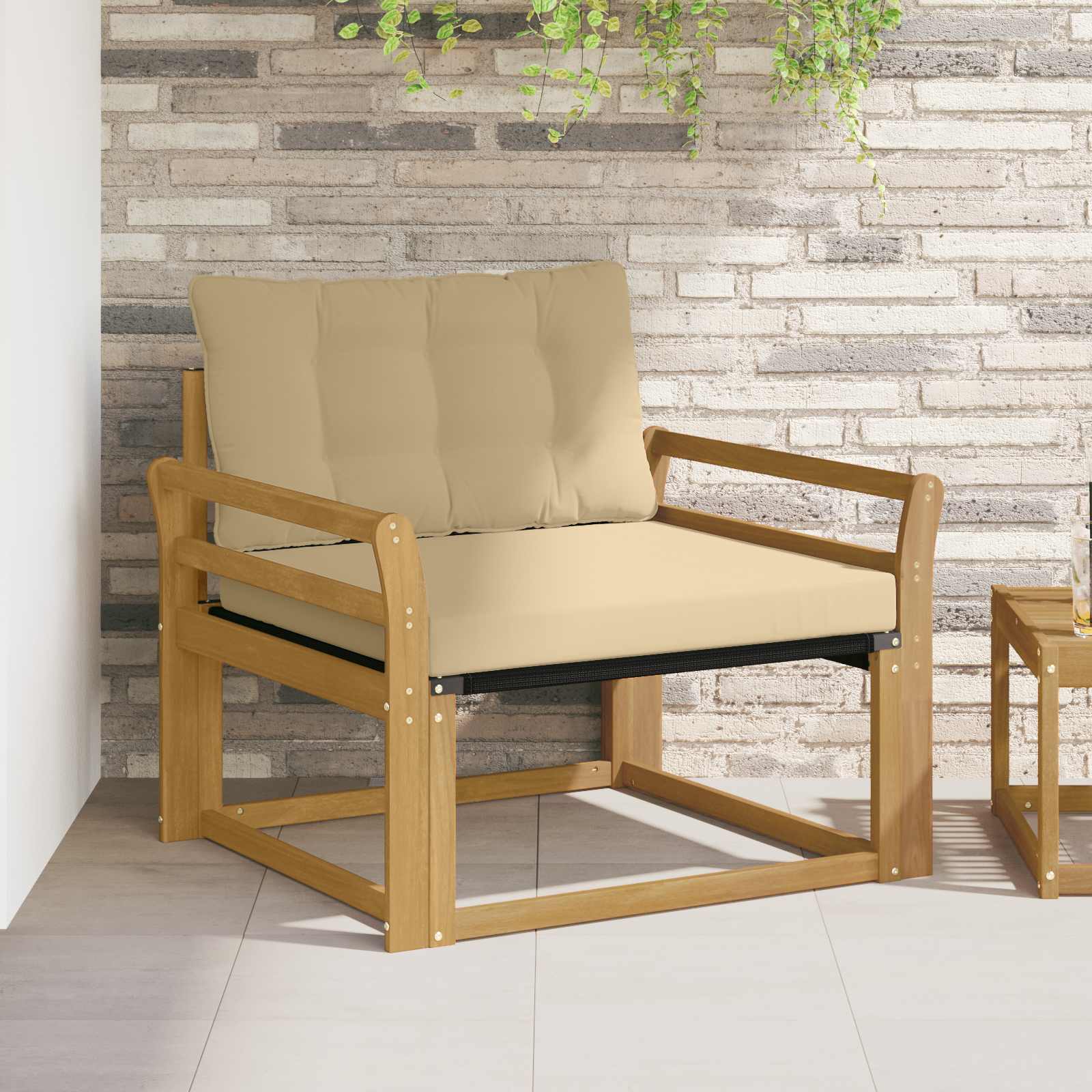 Set vanjskih sofa Čvrsto drvo akacije i Textilene Bijela
