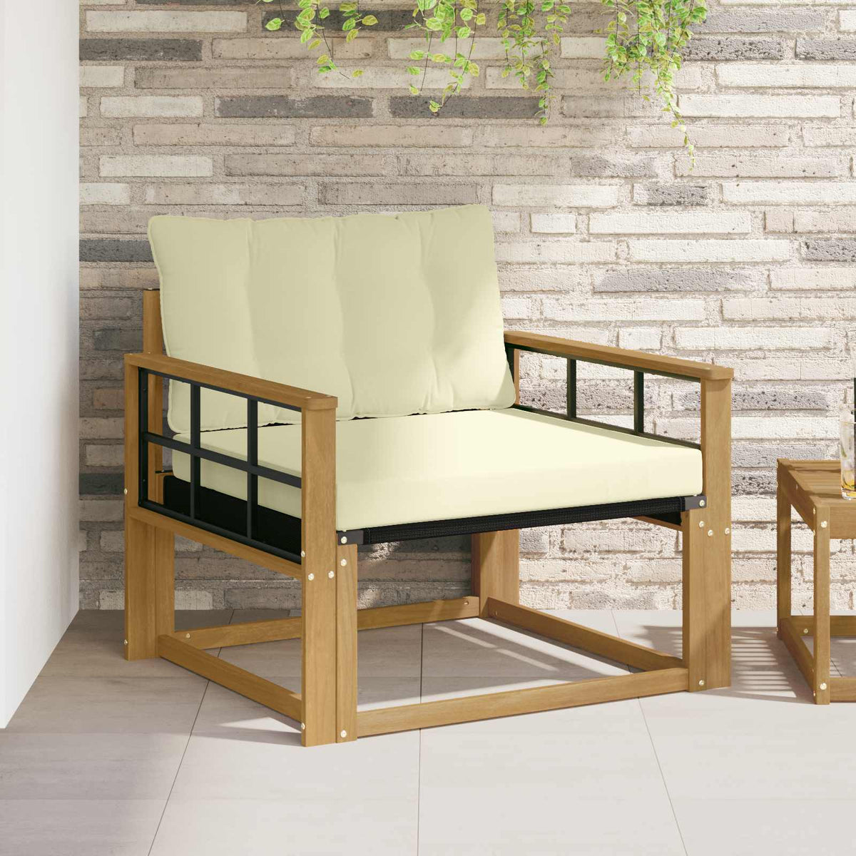 Set vanjskih sofa Čvrsto drvo akacije i Textilene Bijela i krem