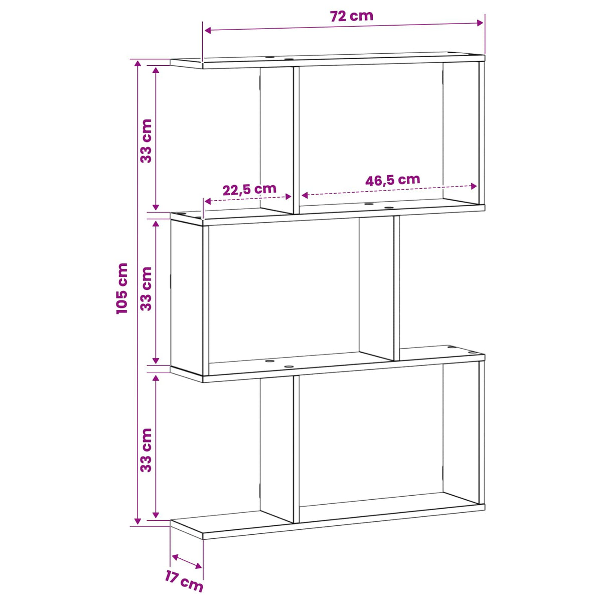 Zidna polica Hrast sonoma 72 x 17 x 105 cm prerađeno drvo