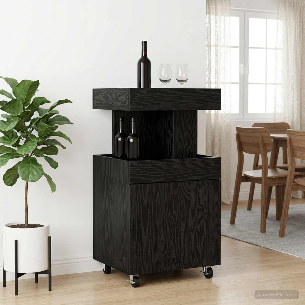 Barska kolica Crni hrast 50 x 41 x 89 cm Konstruirano drvo