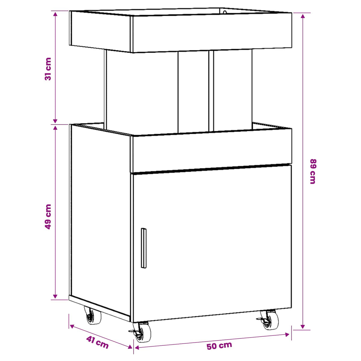 Barska kolica Crni hrast 50 x 41 x 89 cm Konstruirano drvo