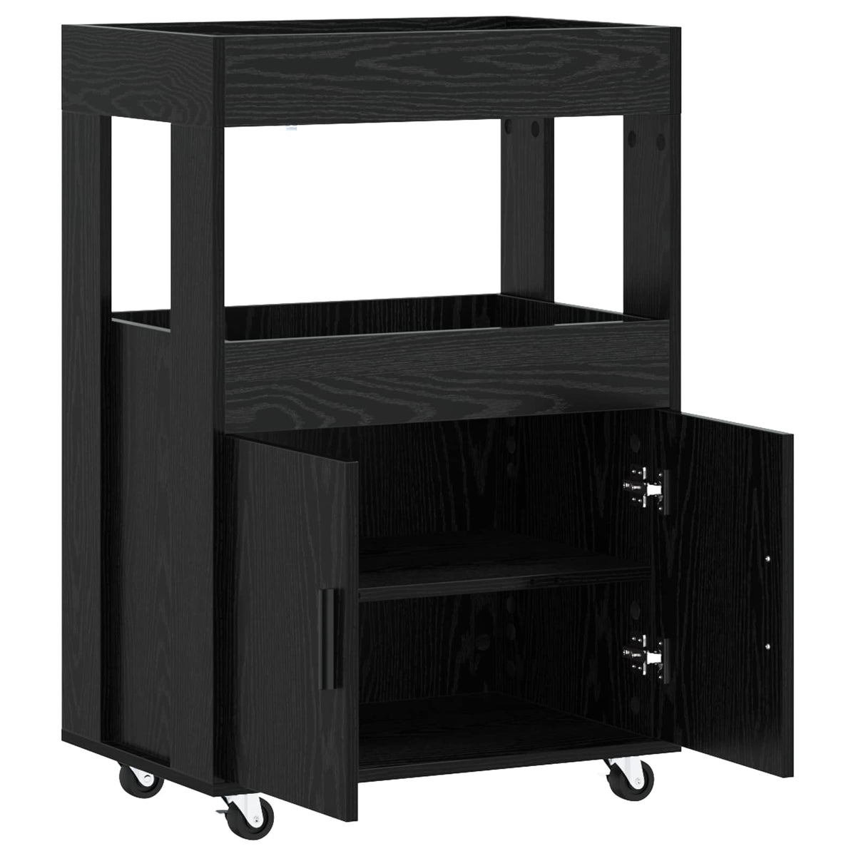 Barska kolica Crni hrast 60 x 39,5 x 89 cm Prerađeno drvo
