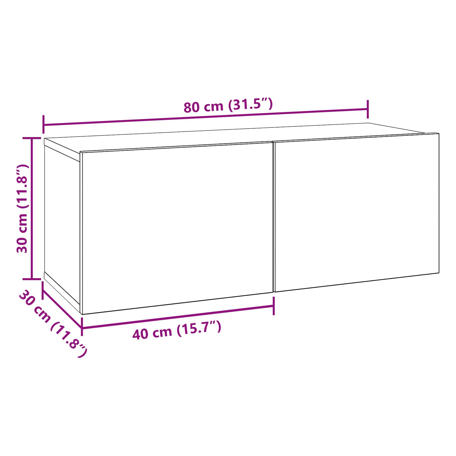 Set TV komoda 8 pcs 80 x 30 x 30 cm Crni hrast