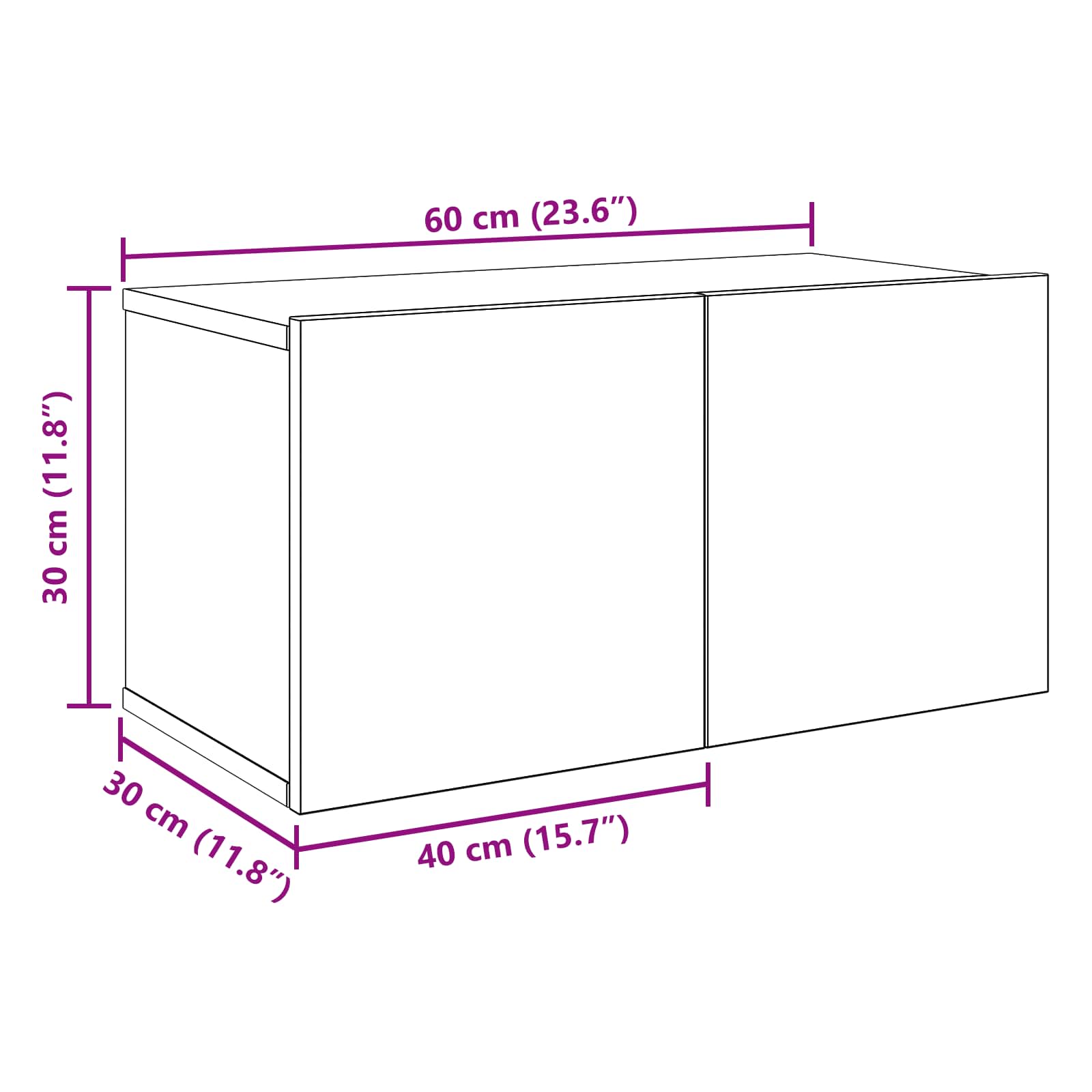 Set TV komoda 6 pcs 60 x 30 x 30 cm Crni hrast