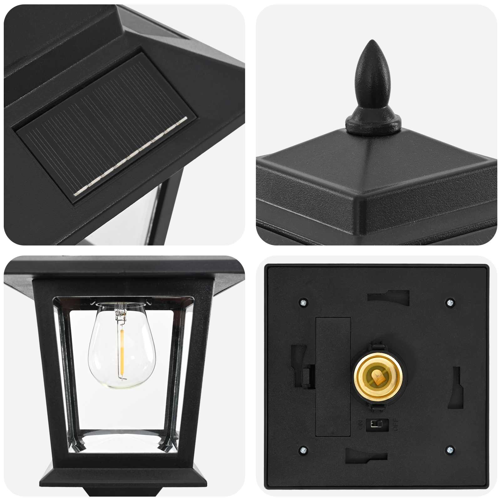 Set uličnih lampi with LED Bulb 2 kom. Crna 16 x 16 x 156 cm