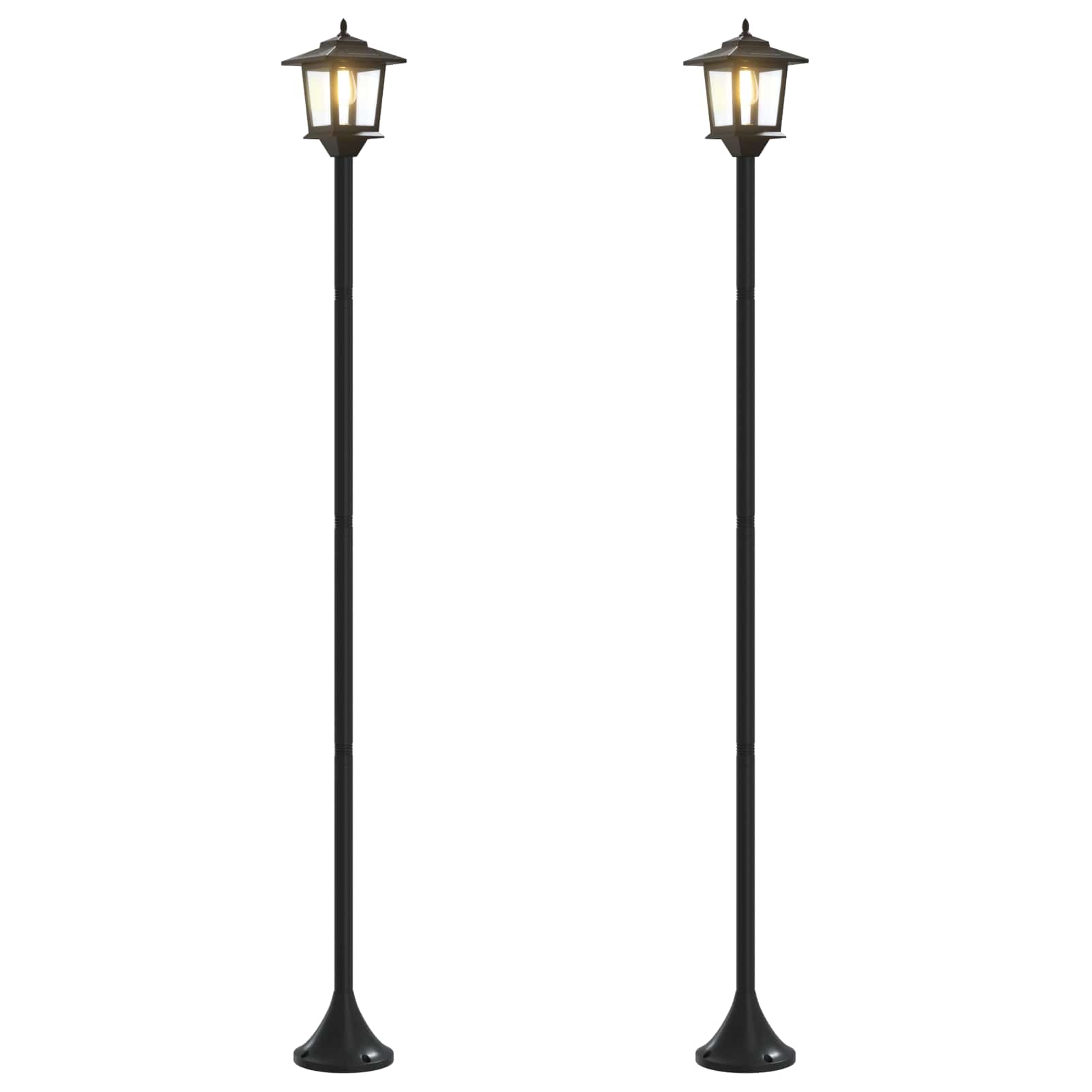 Set uličnih lampi with LED Bulb 2 kom. Crna 16 x 16 x 156 cm