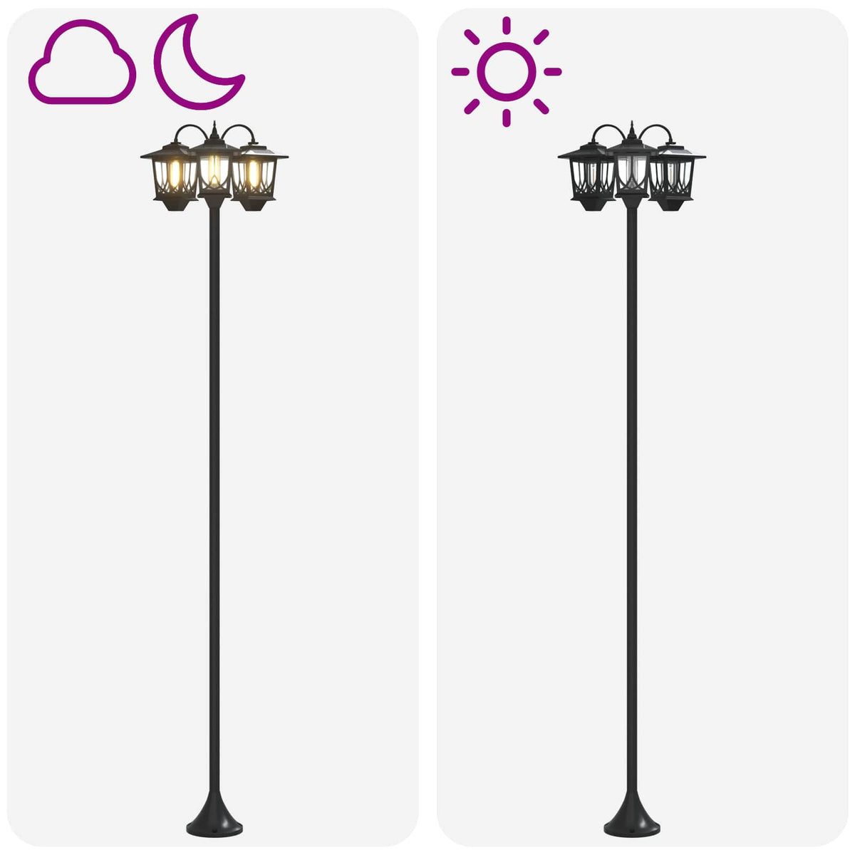 Lampa sa tri glave Crna 16 x 16 x 187 cm Aluminij i ABS