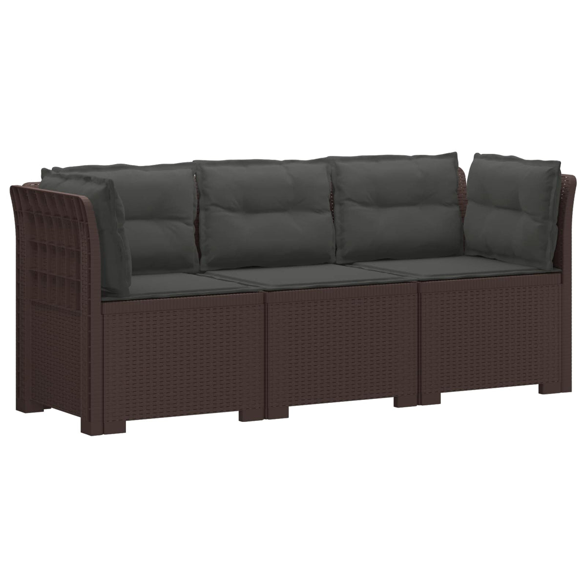 Dvosjedni vrtni sofa s jastucima u ratan izgledu PP Smeđa