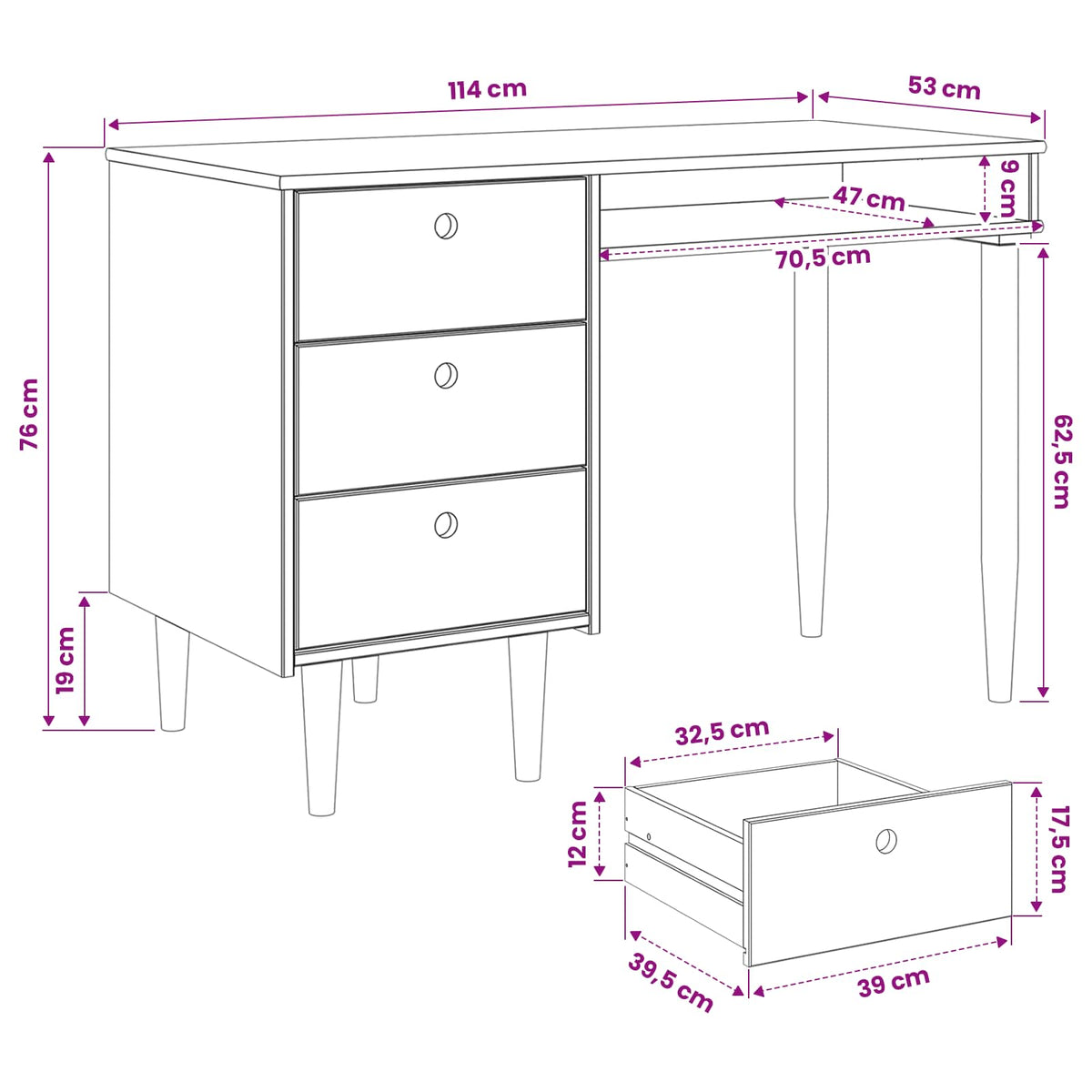 Stol BILBAO Tamna karamela 114 x 53 x 75 cm