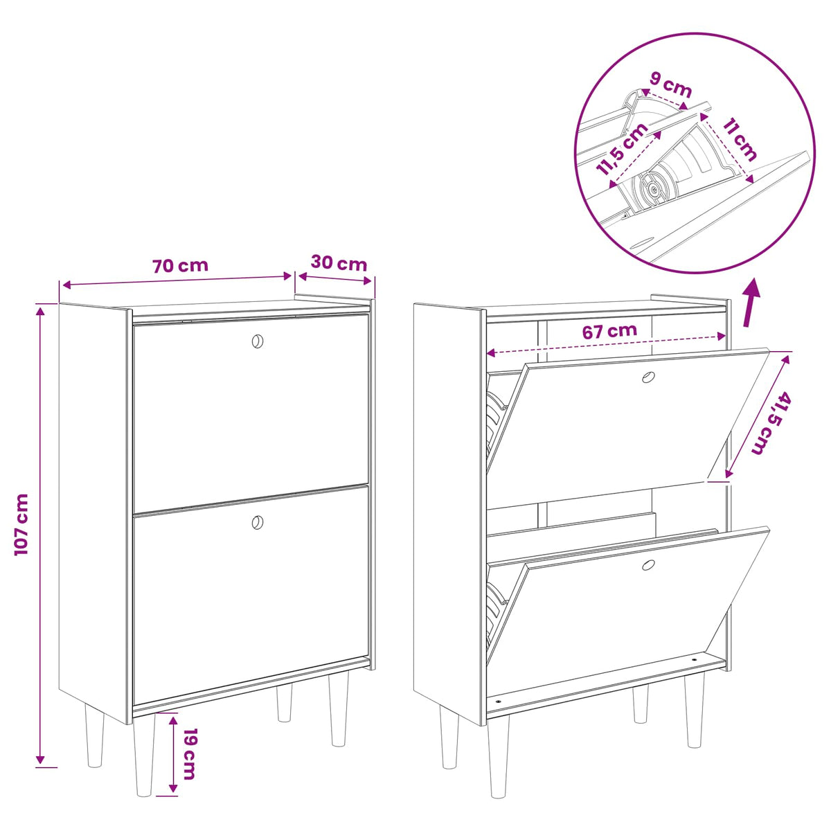 Polica za cipele BILBAO 70 x 30 x 107 cm