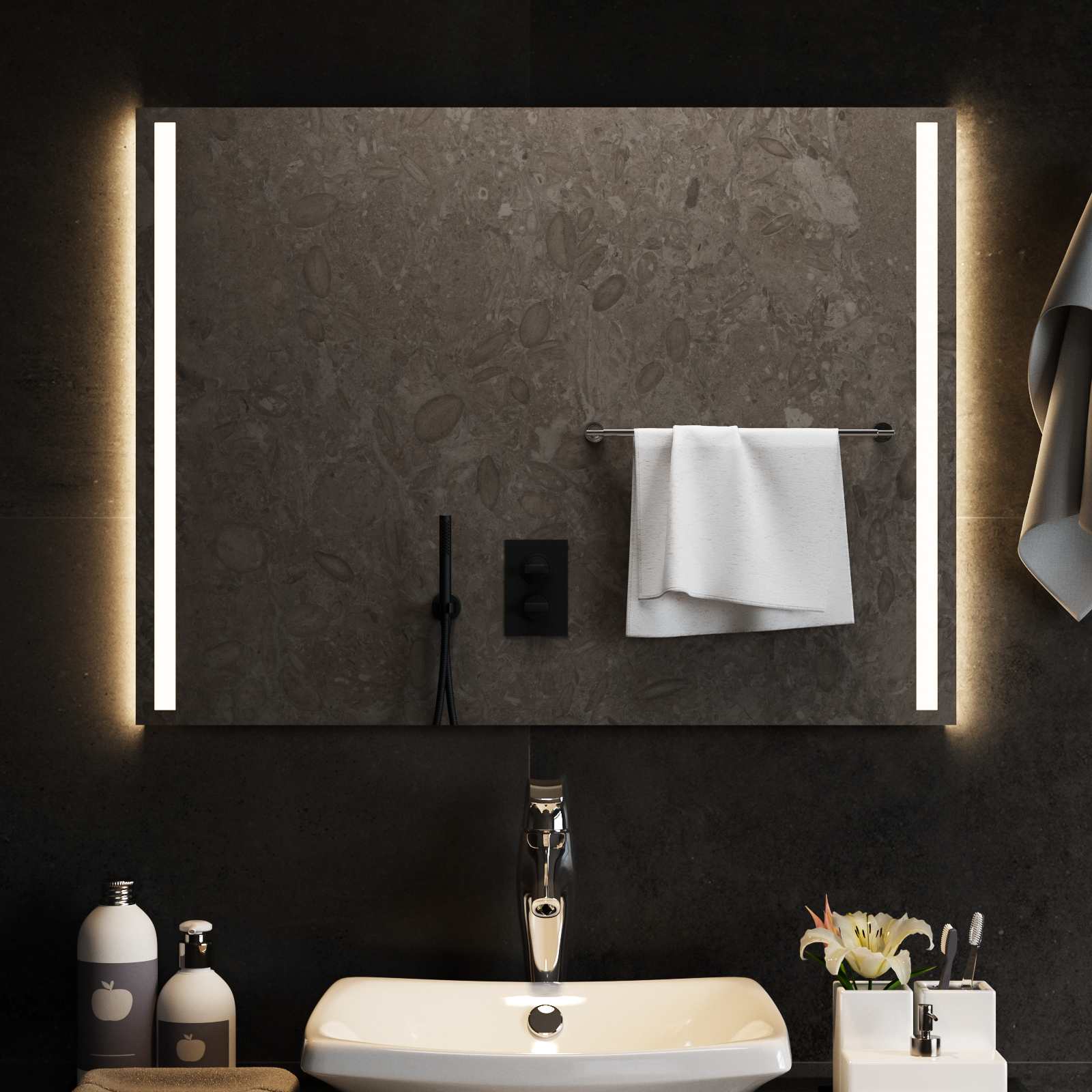 LED kupaonsko ogledalo s ogledalom *Transparent*an 80 x 60 cm