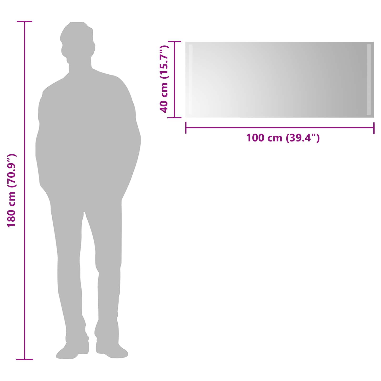 LED kupaonsko ogledalo s ogledalom *Transparent*an 100 x 40 cm