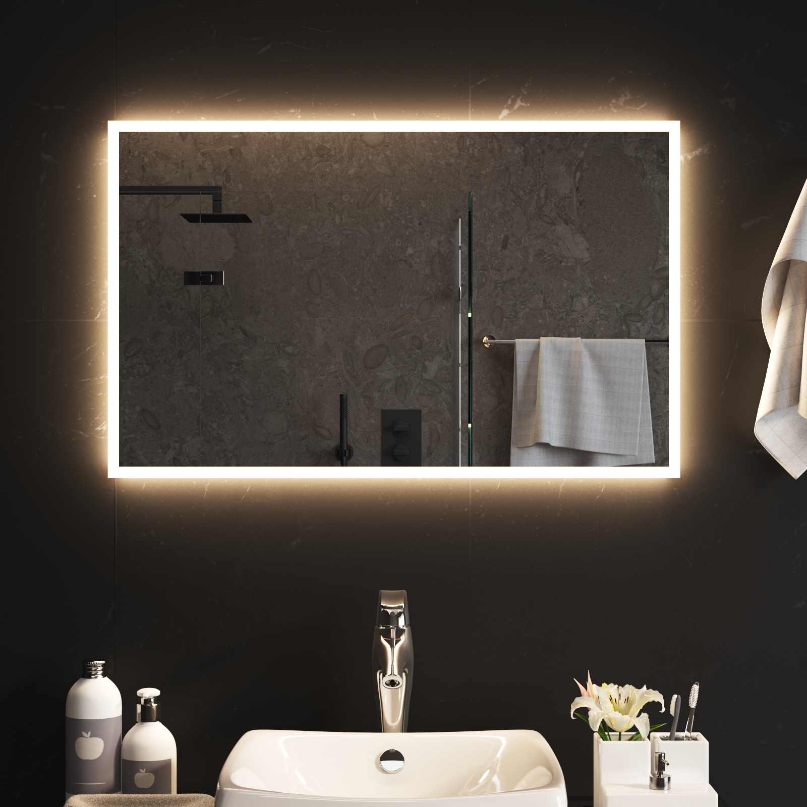 LED kupaonsko ogledalo s ogledalom *Transparent*an 80 x 50 cm