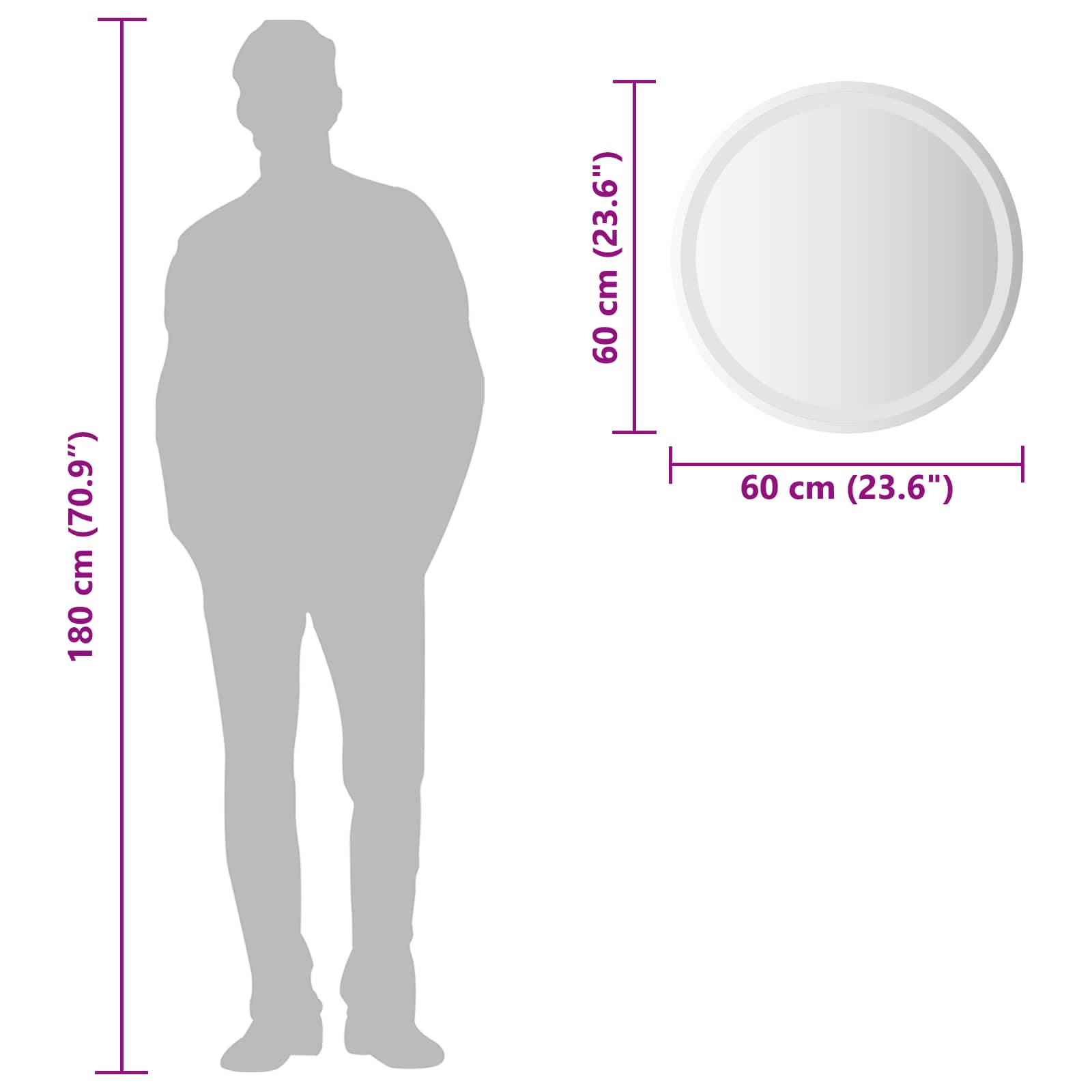 LED kupaonsko ogledalo s ogledalom *Transparent*an Ø 60 cm