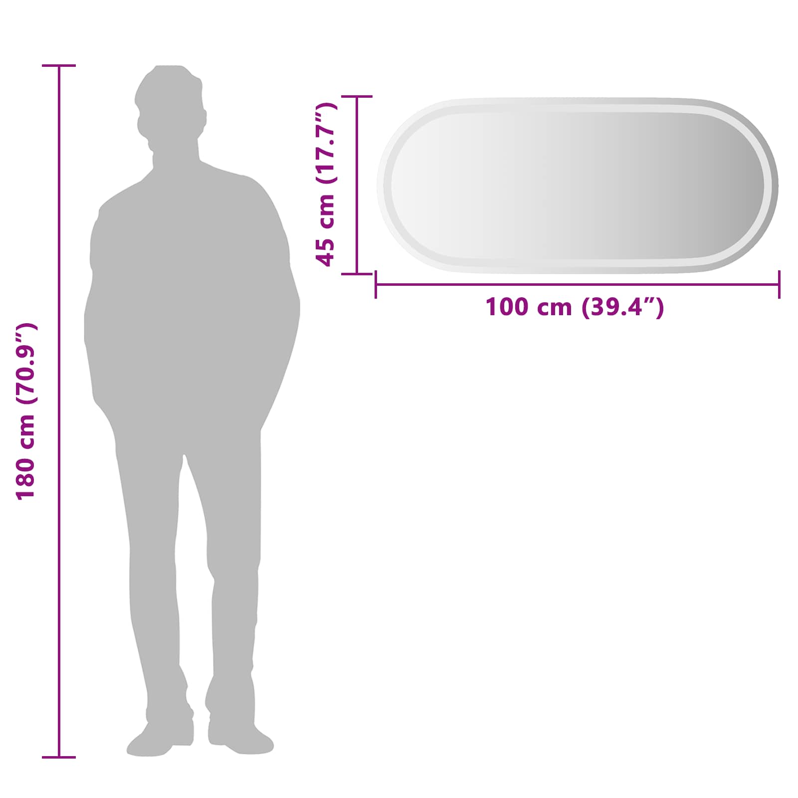 LED kupaonsko ogledalo s ogledalom *Transparent*an 100 x 45 cm