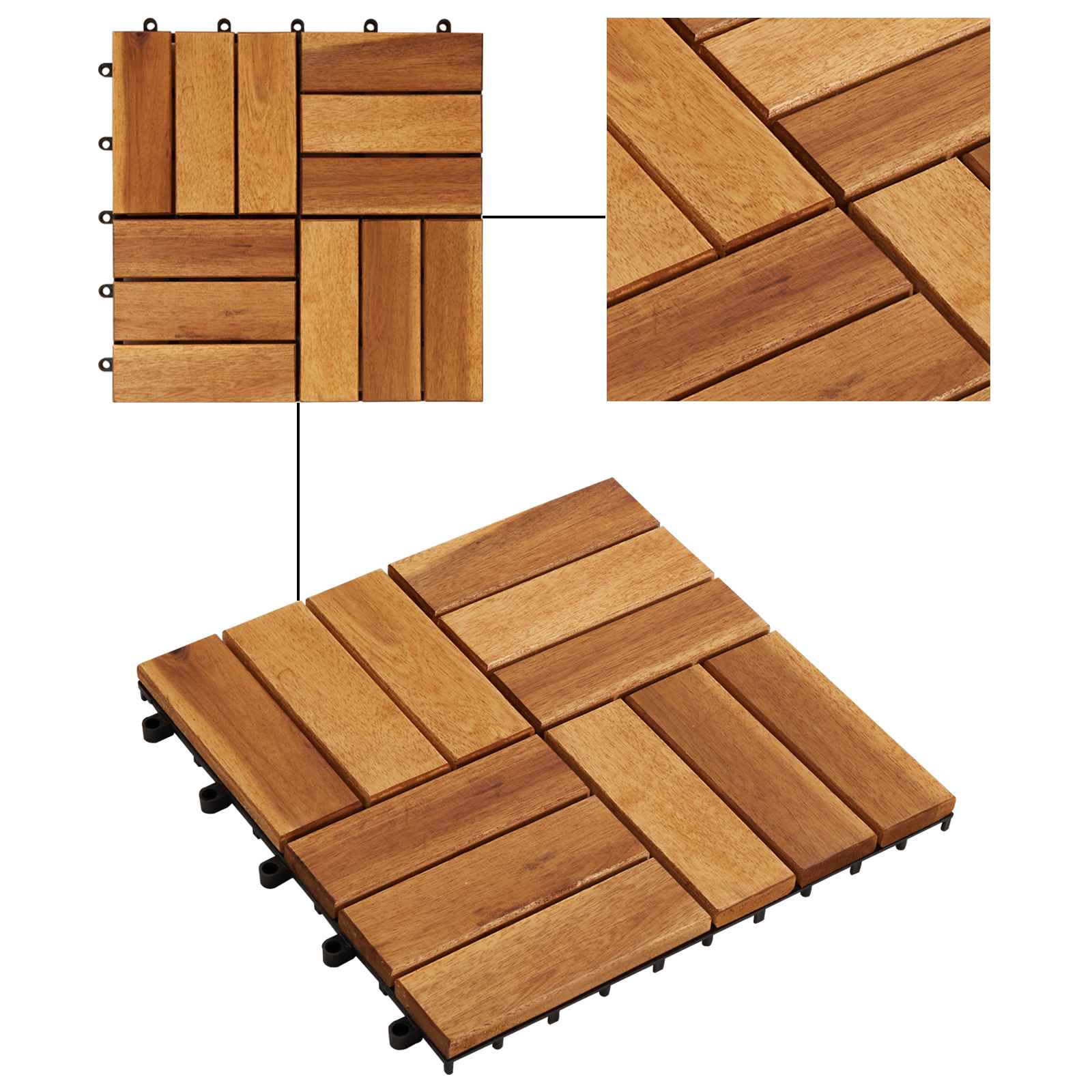 Pločice za decking 20 pcs Smeđa 30 x 30 cm Acacijsko drvo