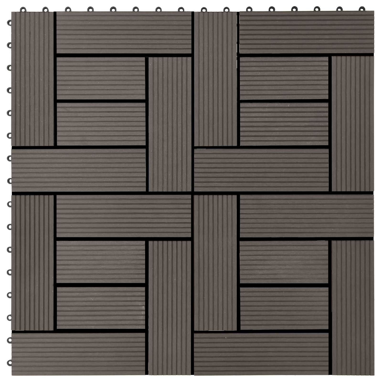 Pločice za decking 22 pcs Tamno smeđa 30 x 30 cm