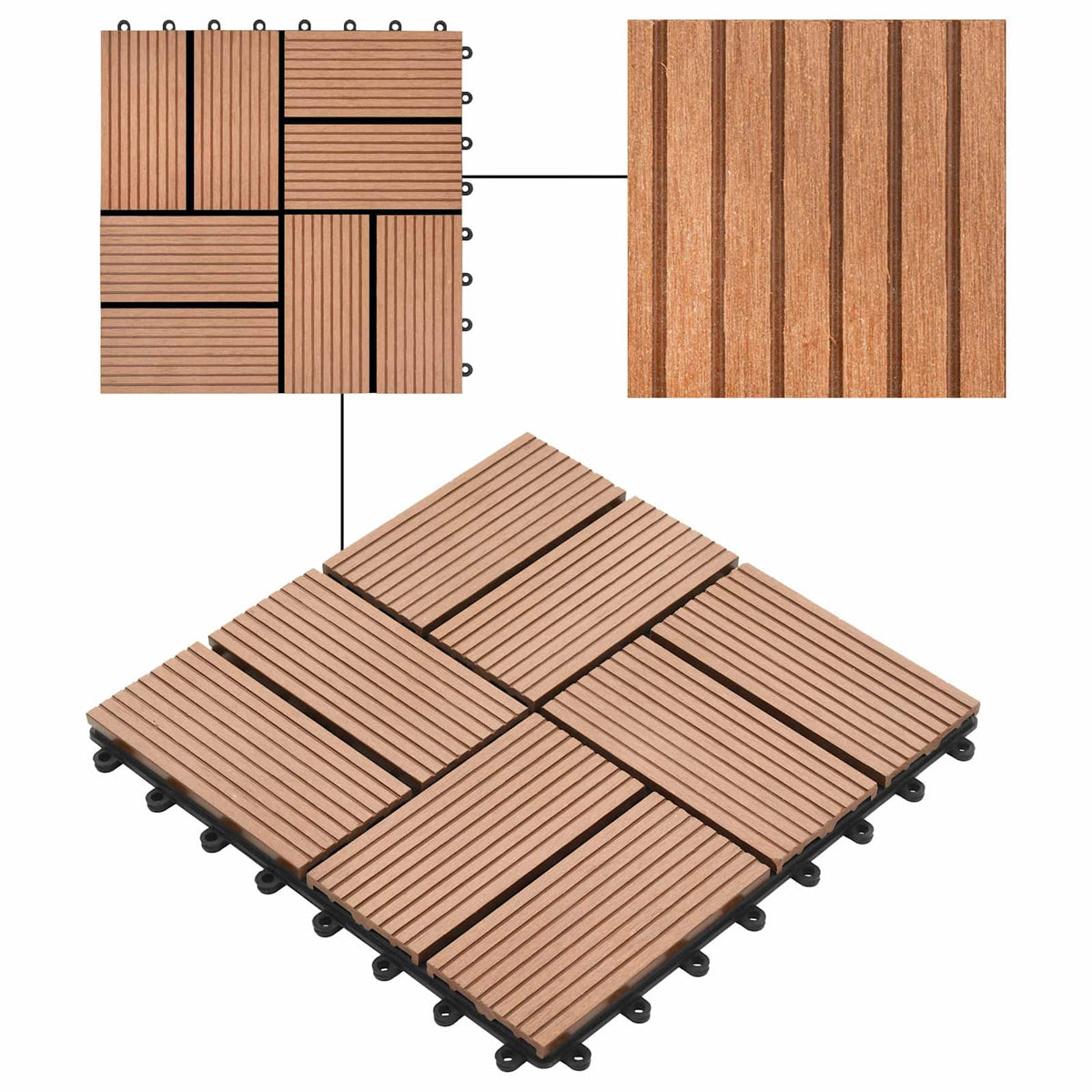Pločice za decking 22 kom. Smeđa 30 x 30 cm WPC