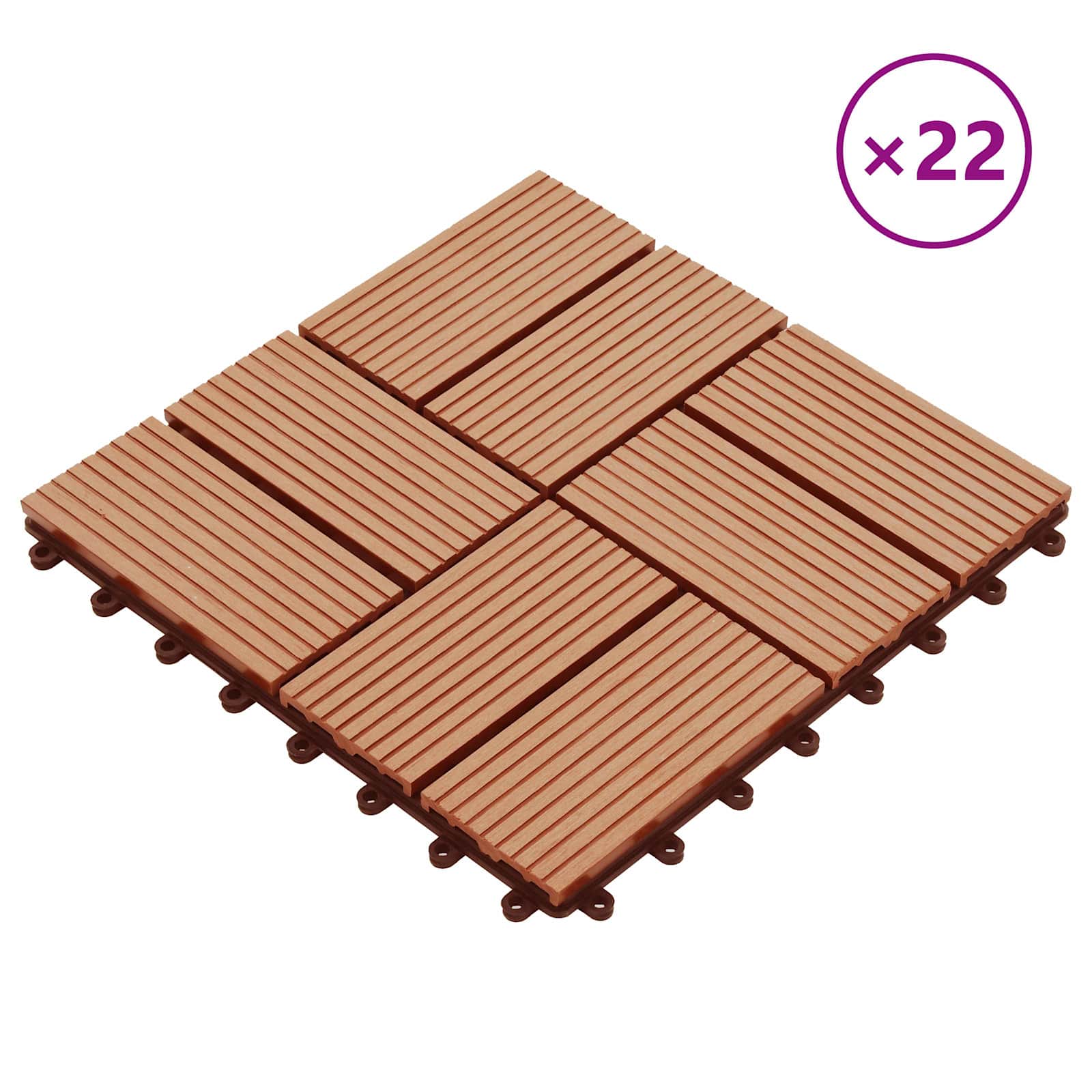 Pločice za decking 22 pcs Tikovina 30 x 30 cm