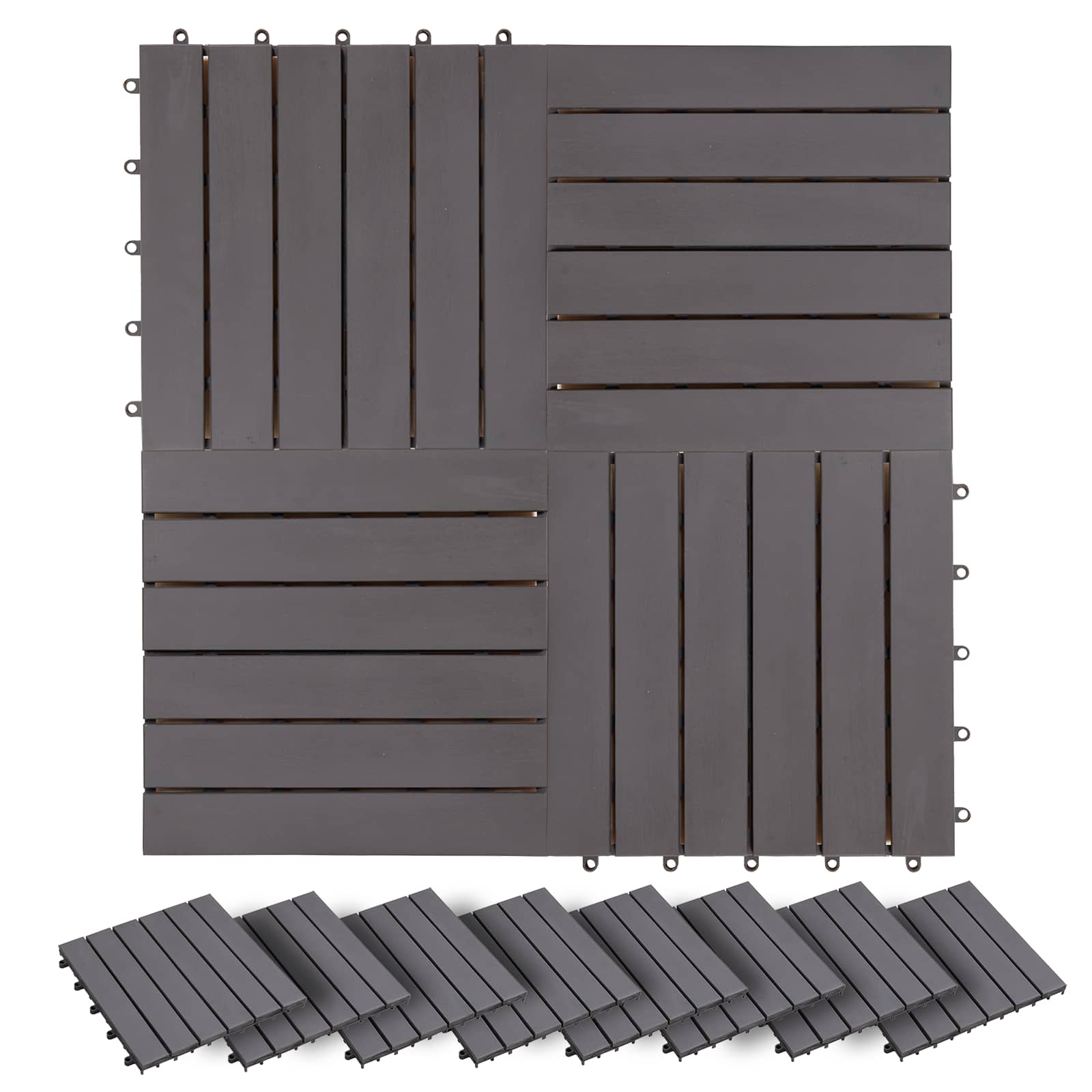 Pločice za decking 30 pcs Siva 30 x 30 cm Acacijsko drvo