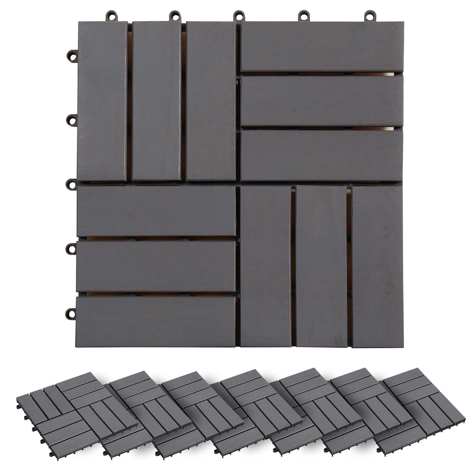Pločice za decking 20 pcs Siva 30 x 30 cm Acacijsko drvo