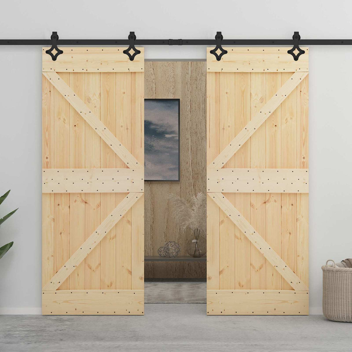 Klizna vrata 2 kom. 80 x 210 cm Masivna borovina