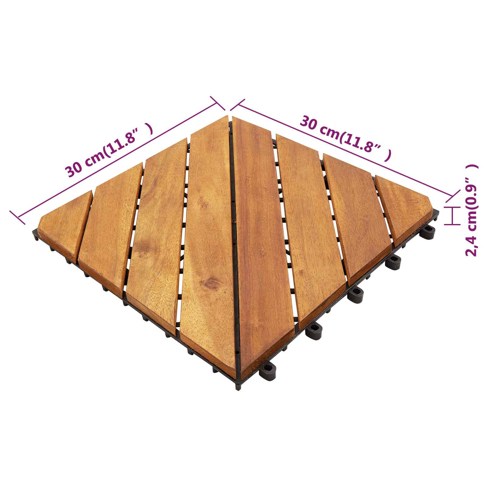 Pločice za decking 30 pcs Smeđa 30 x 30 cm Acacijsko drvo