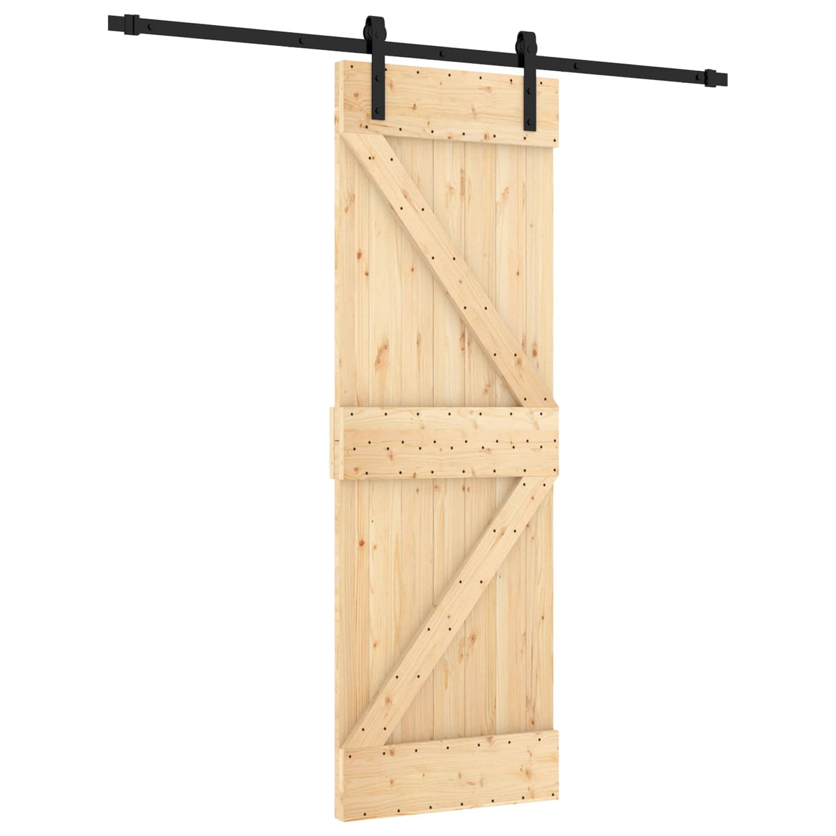 Klizna vrata 70 x 210 cm Čvrsta borovina (neobrađena)