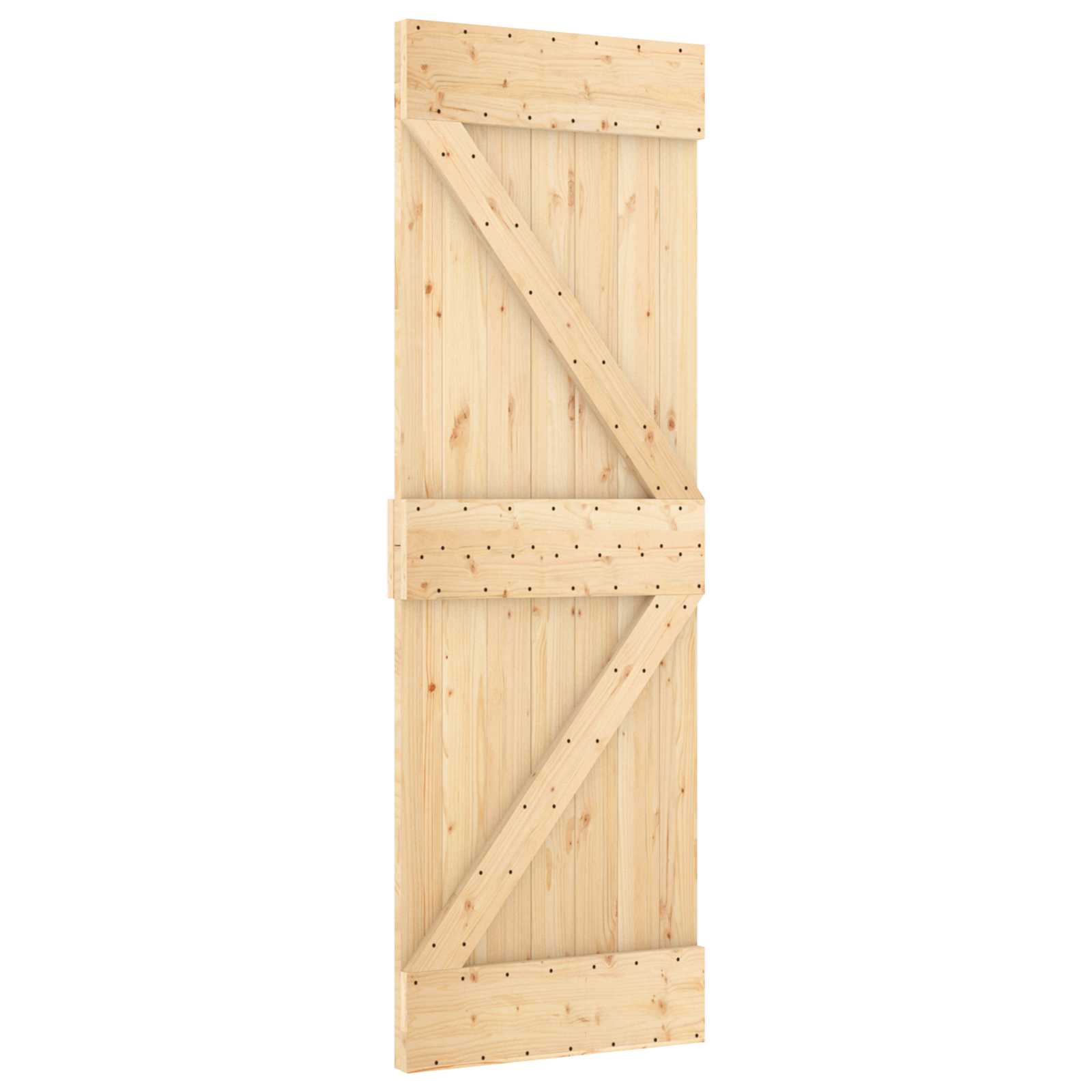Klizna vrata Prirodna i crna 70 x 210 cm Čvrsta borovina