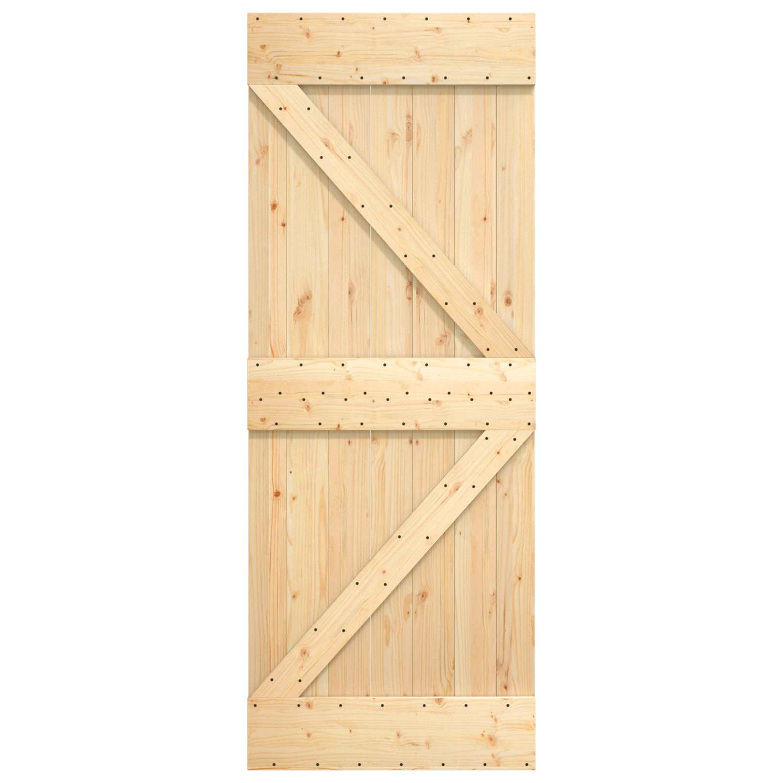 Klizna vrata Prirodna i crna 70 x 210 cm Čvrsta borovina